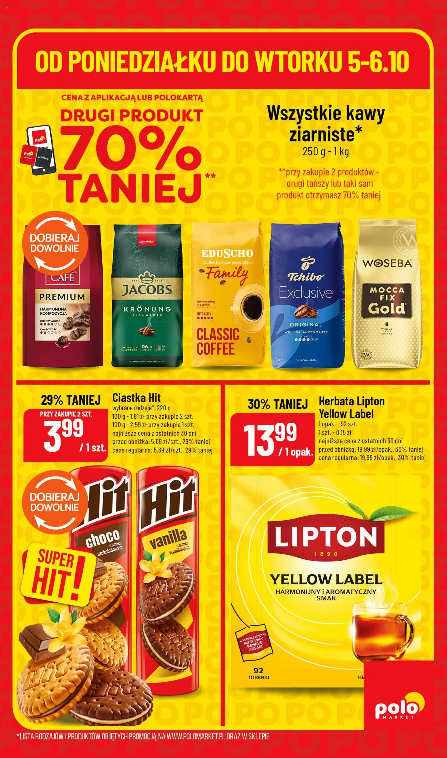 Nowa POLOmarket gazetka od jutra 05.10.2026 | Strona: 7 | Produkty: Jacobs, Tchibo, Herbata, Torebki