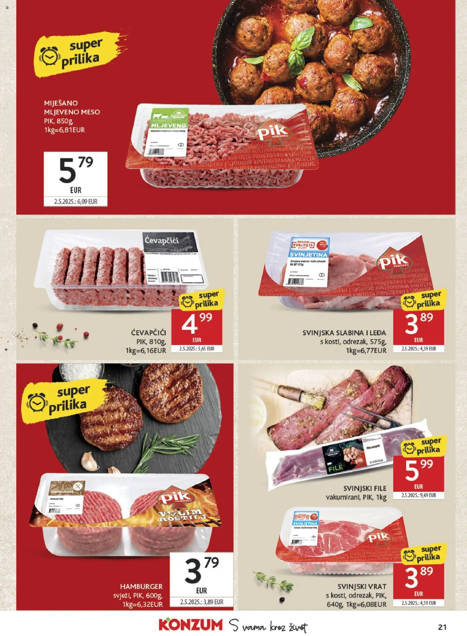 Konzum HR akciós ujság - amely érvényes a következő dátumtól: 2026.10.14. | Oldal: 21 | Termékek: Hamburger, Filé
