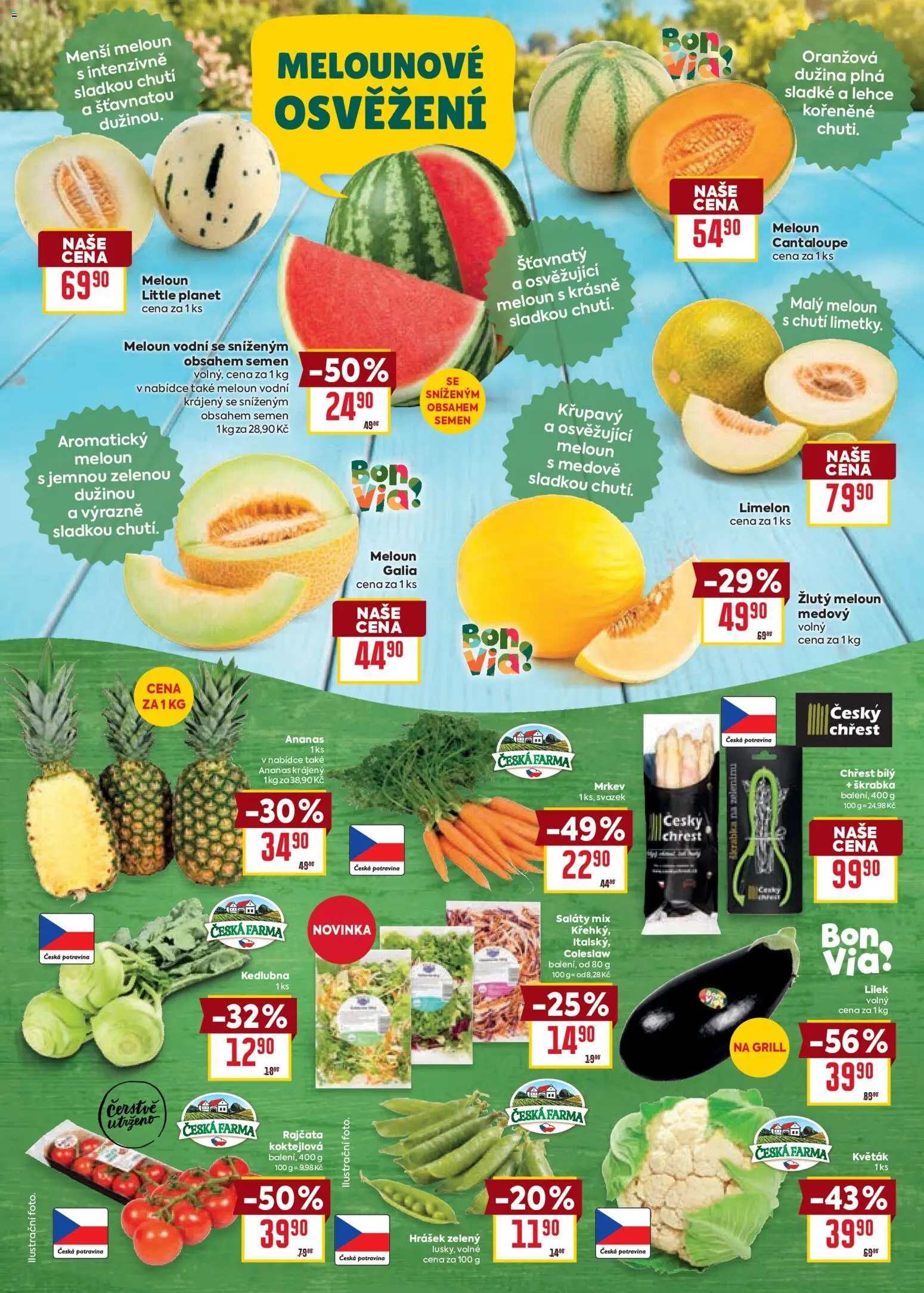Billa Velký leták od 10.06.2026 | Strana: 8 | Produkty: Saláty, Rajčata, Lilek, Meloun vodní