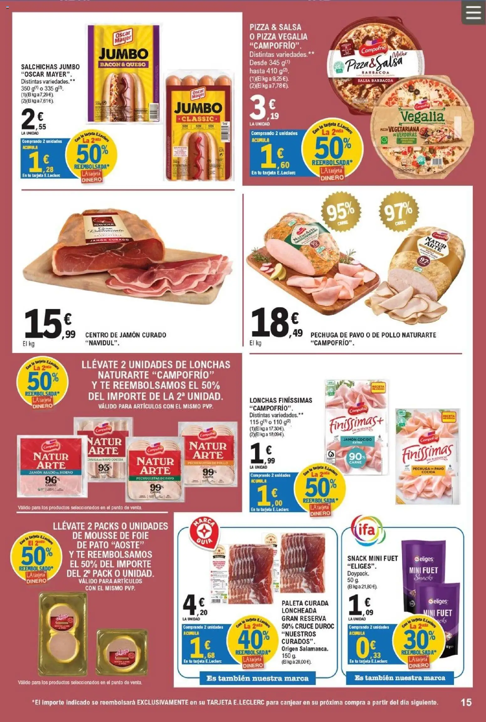 E.Leclerc Trujillo │ válido desde el 26/08/2026 | Página: 15 | Productos: Verduras, Jamón curado, Salsa barbacoa, Carne
