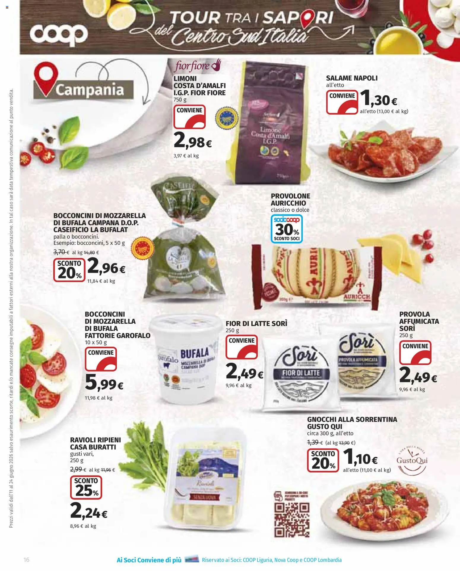 Volantino COOP del 11.06.2026 | Pagina: 16 | Prodotti: Latte, Data, Provola, Gnocchi