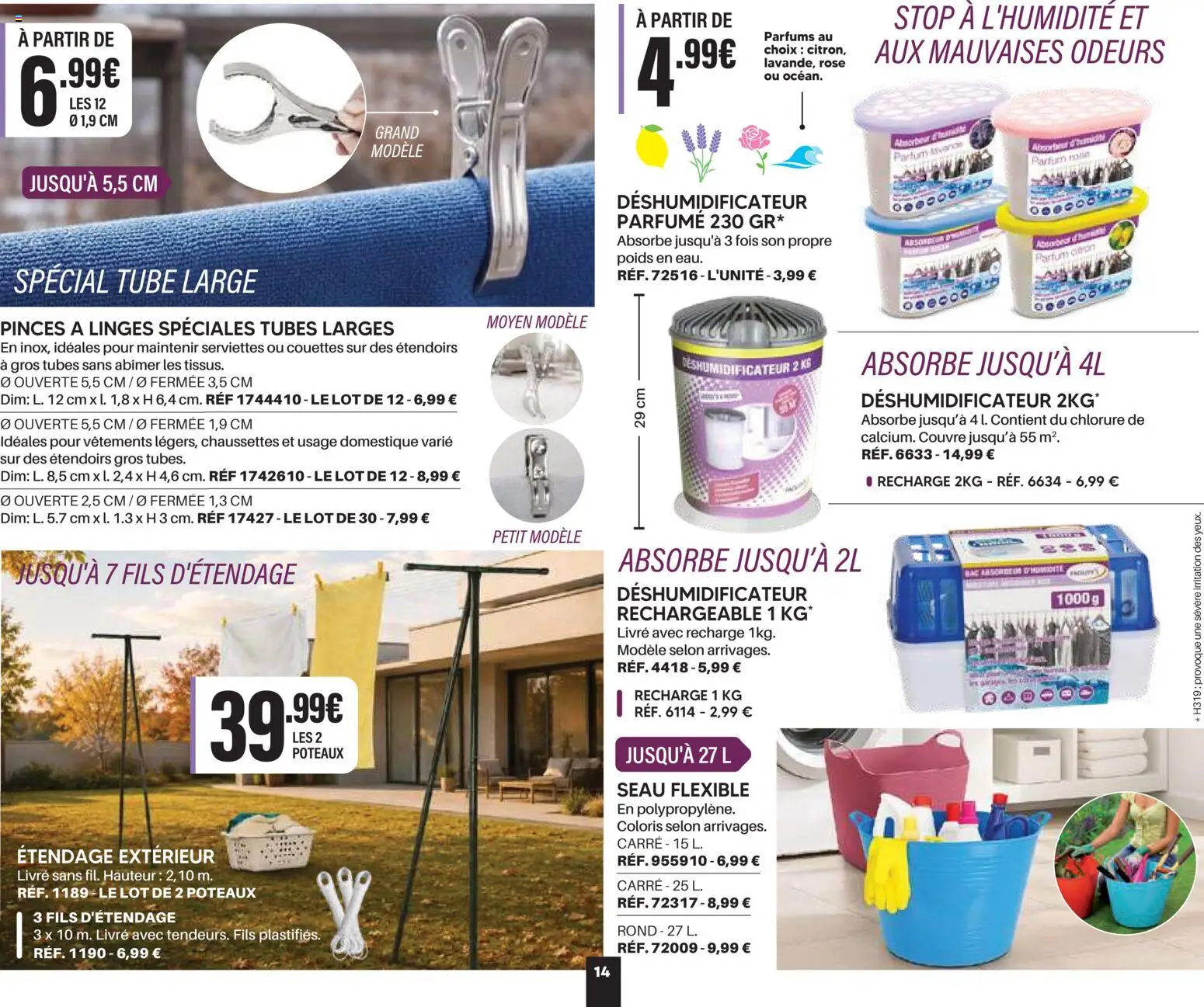 {H1} | Page: 14 | Produits: Pinces, Vêtements, Déshumidificateur, Livre