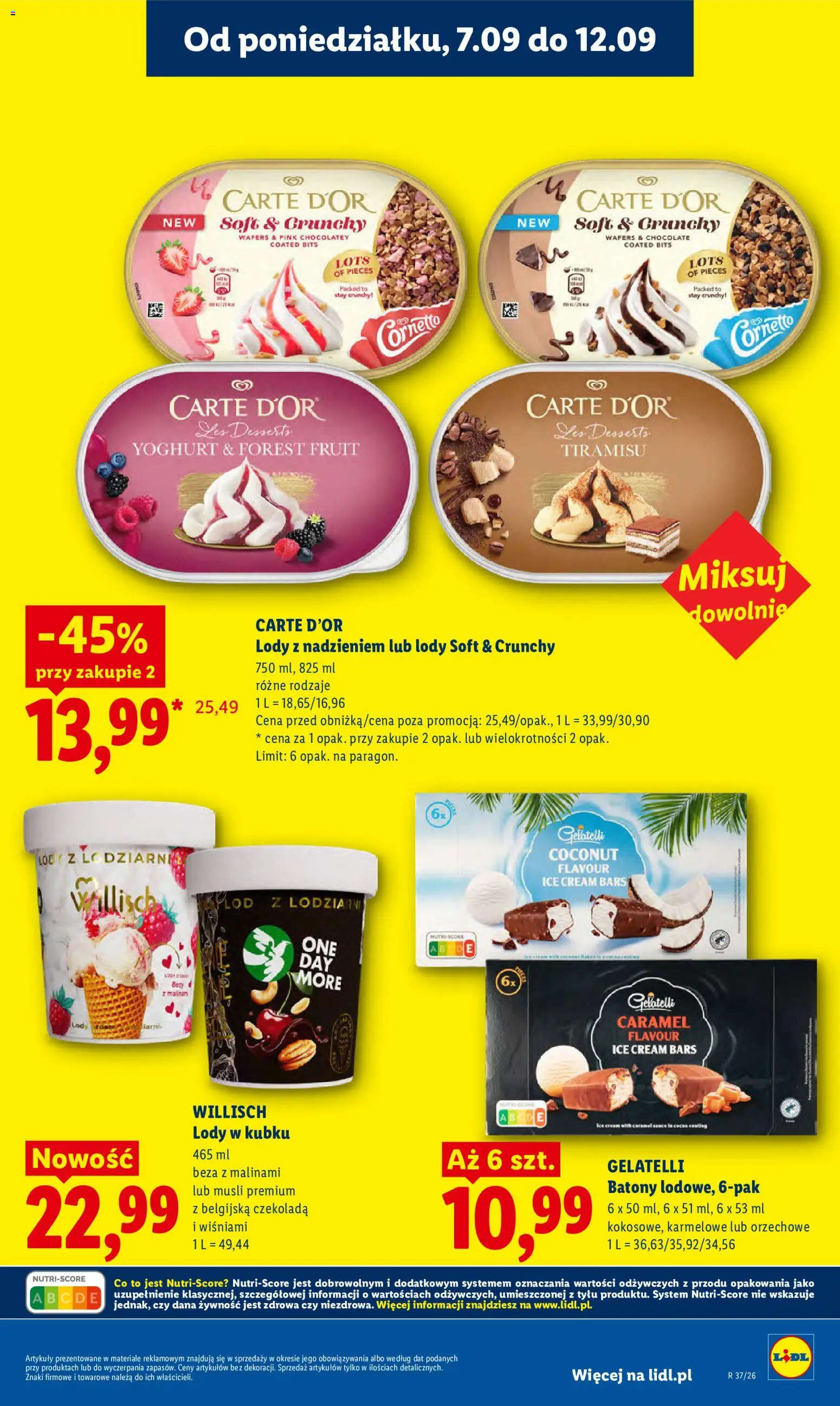 Lidl Polsko leták od 07.09.2026 | Strana: 49 | Produkty: Tiramisu, Müsli, Carte d'or, Gelatelli