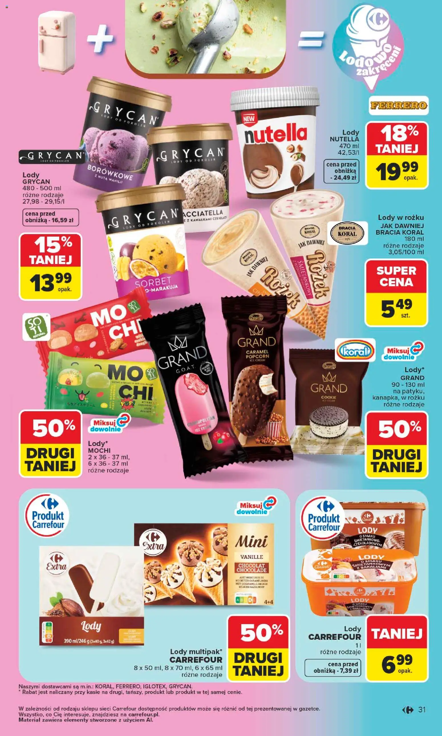 Carrefour gazetka od 15.06.2026 | Strona: 33 | Produkty: Nutella, Sorbet, Popcorn, Lody