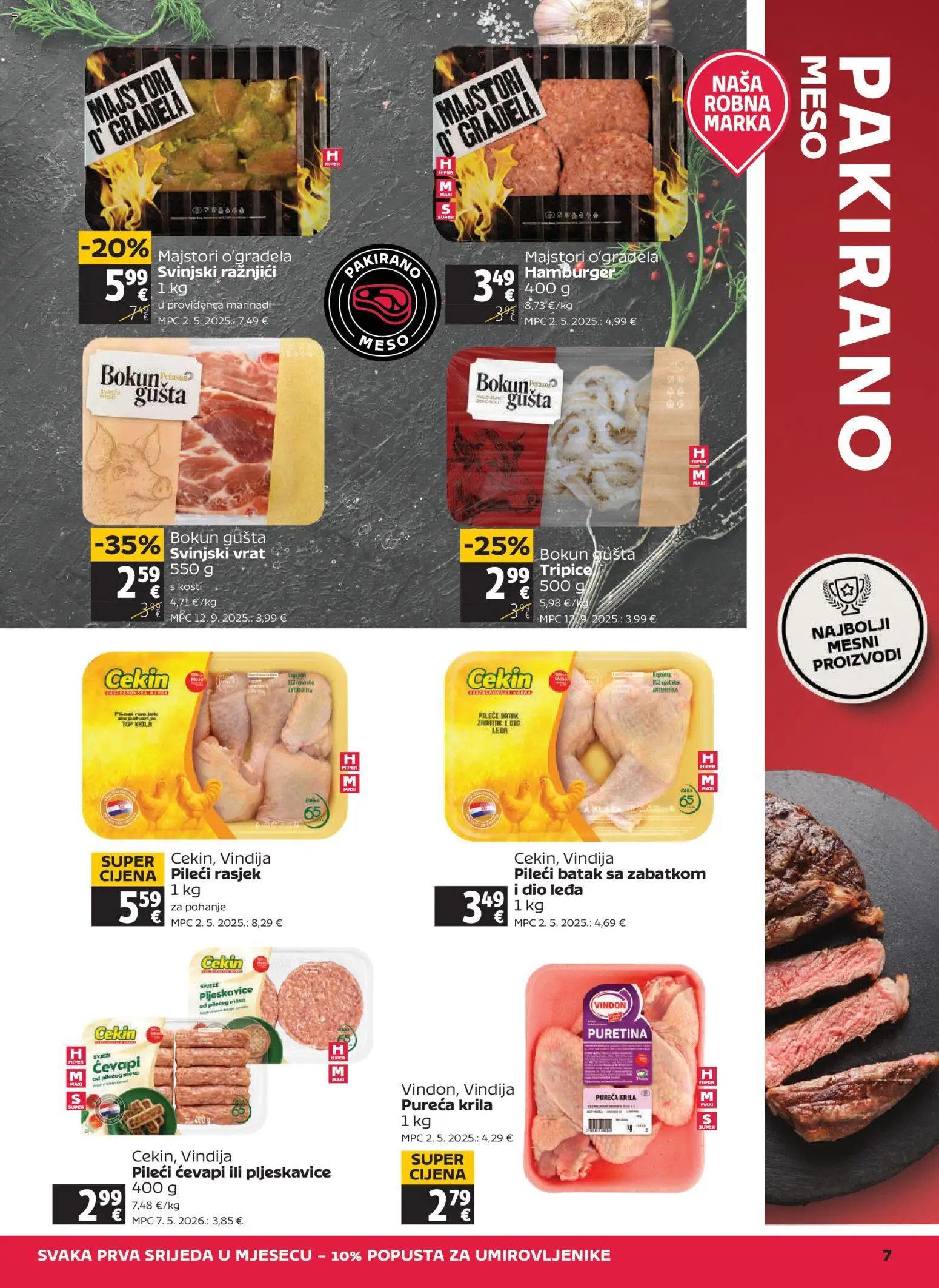 Tommy katalog | vrijedi od 28.05.2026 | Stranica: 7 | Proizvodi: Vindija, Puretina, Meso, Pljeskavice