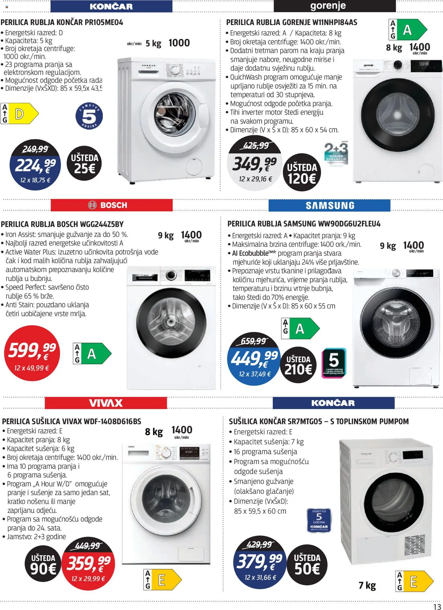 Centar Tehnike katalog | vrijedi od 04.05.2026 | Stranica: 13 | Proizvodi: Perilica rublja, Sušilica