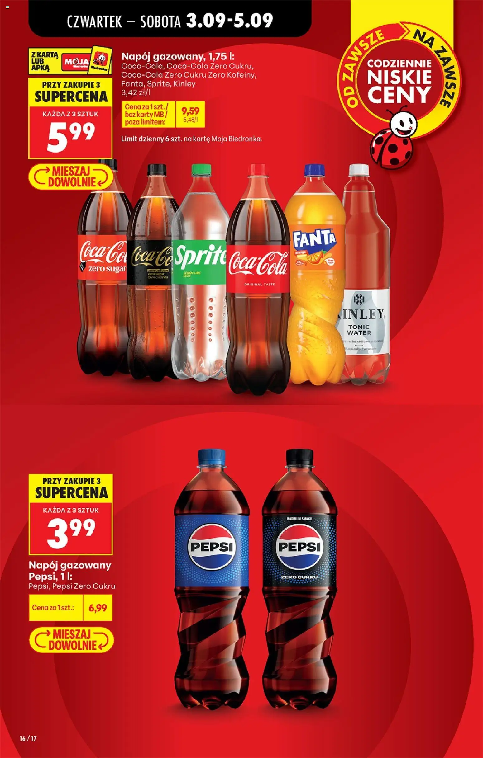 Biedronka Polsko leták - Codziennie niskie ceny od 03.09.2026 | Strana: 16 | Produkty: Pepsi, Pepsi Zero, Fanta, Karty