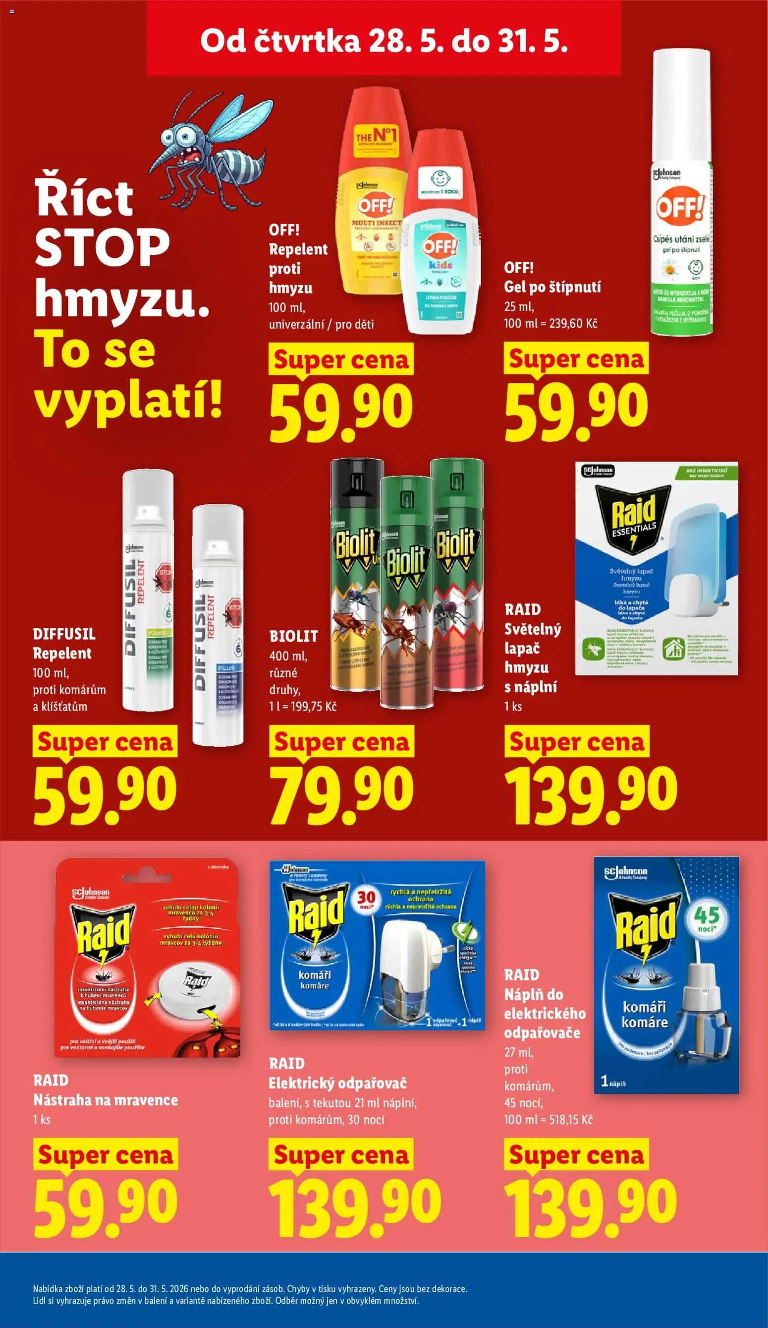 Lidl leták od 28.05.2026 | Strana: 50 | Produkty: Lapač hmyzu, Raid, Repelent