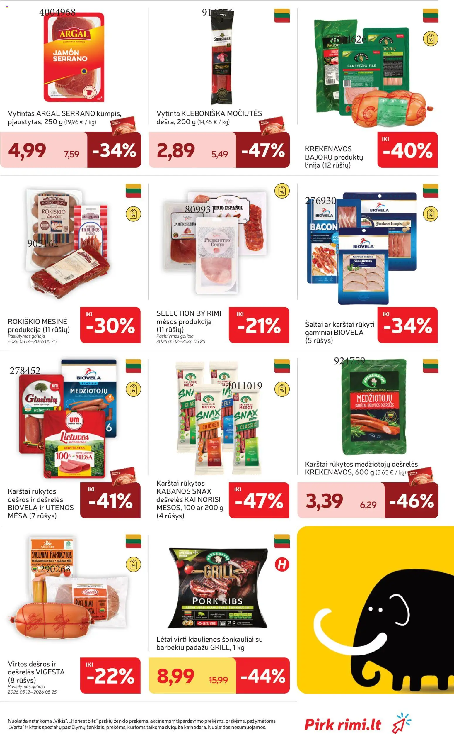 Rimi akcijos nuo 19.05.2026 | Puslapis: 17 | Prekių: Kiaulienos, Dešrelės, Kumpis