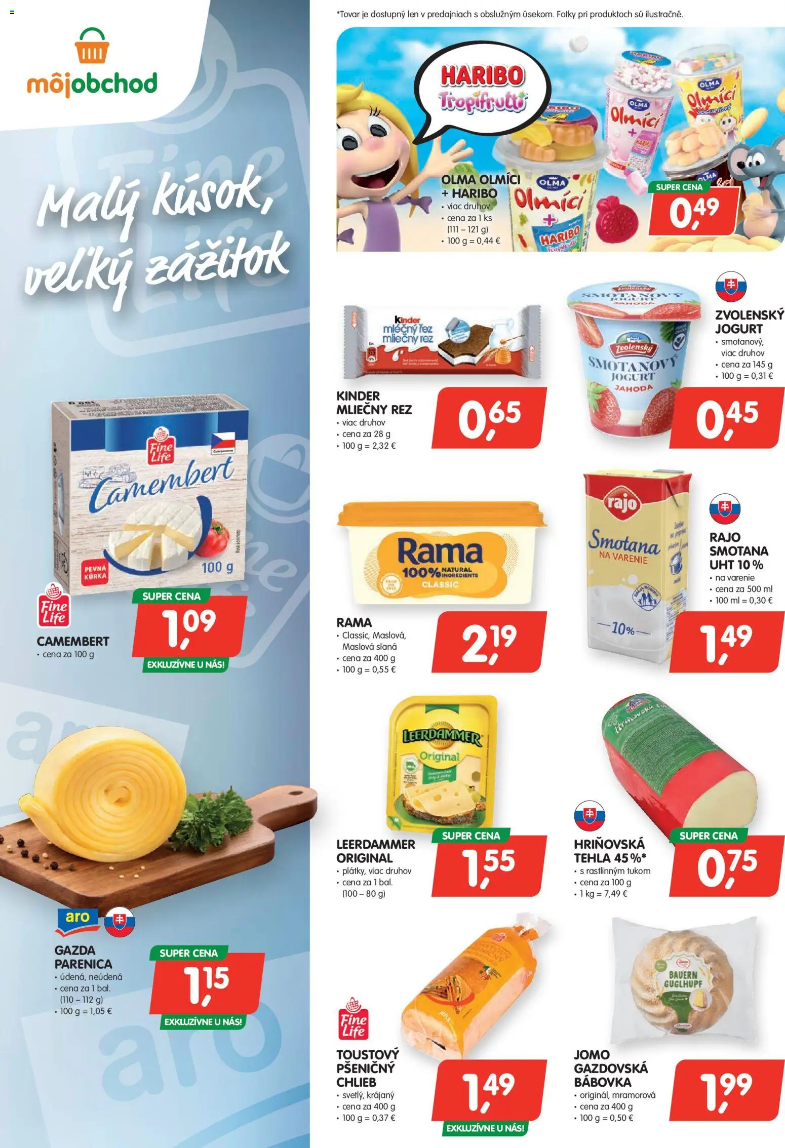 Nové Môj obchod akcie – leták je platný od 24.04.2026 | Strana: 2 | Produkty: Jogurt, Smotana, Kinder, Rama
