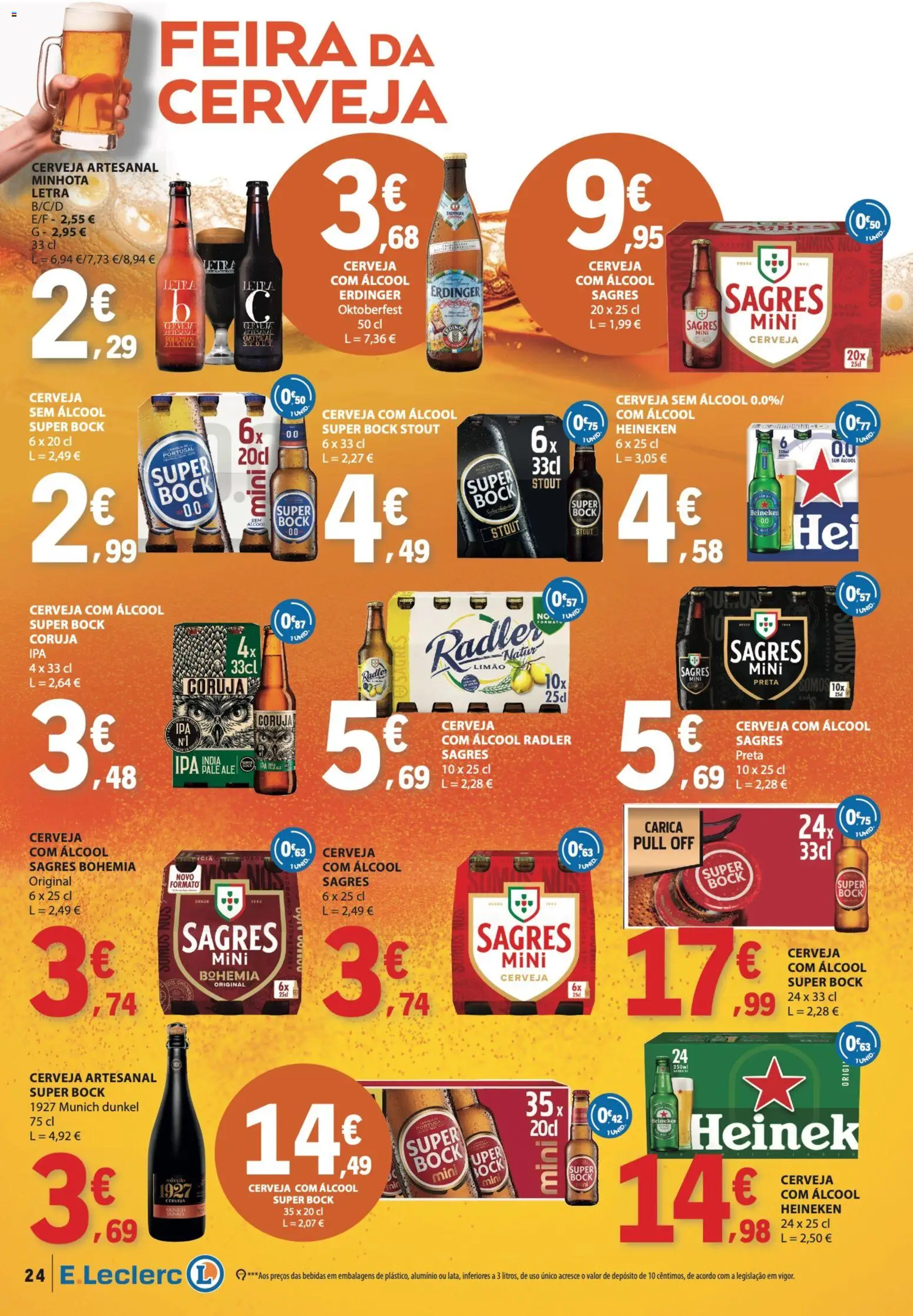 E.Leclerc folheto Semanal Aniversário 31 │ válido de 22/10/2026 | Página: 24 | Produtos: Cerveja sem álcool, Super bock, Radler, Álcool