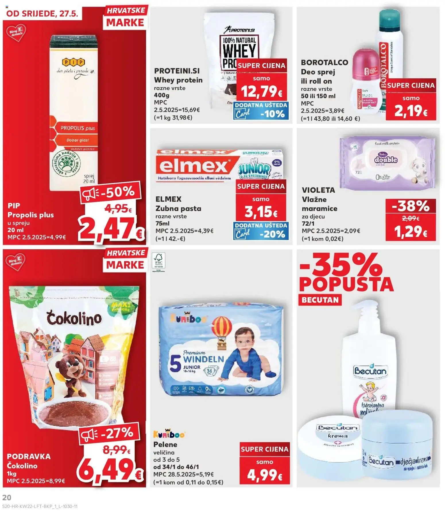 Kaufland katalog | vrijedi od 26.05.2026 | Stranica: 20 | Proizvodi: Pelene, Vlažne maramice, Violeta, Borotalco