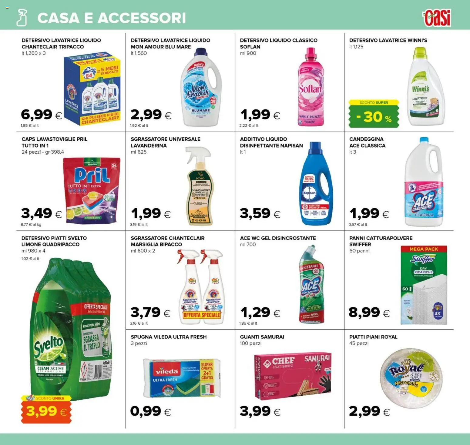 Volantino Oasi del 11.03.2026 | Pagina: 19 | Prodotti: Spugna, Sgrassatore, Limone, WC