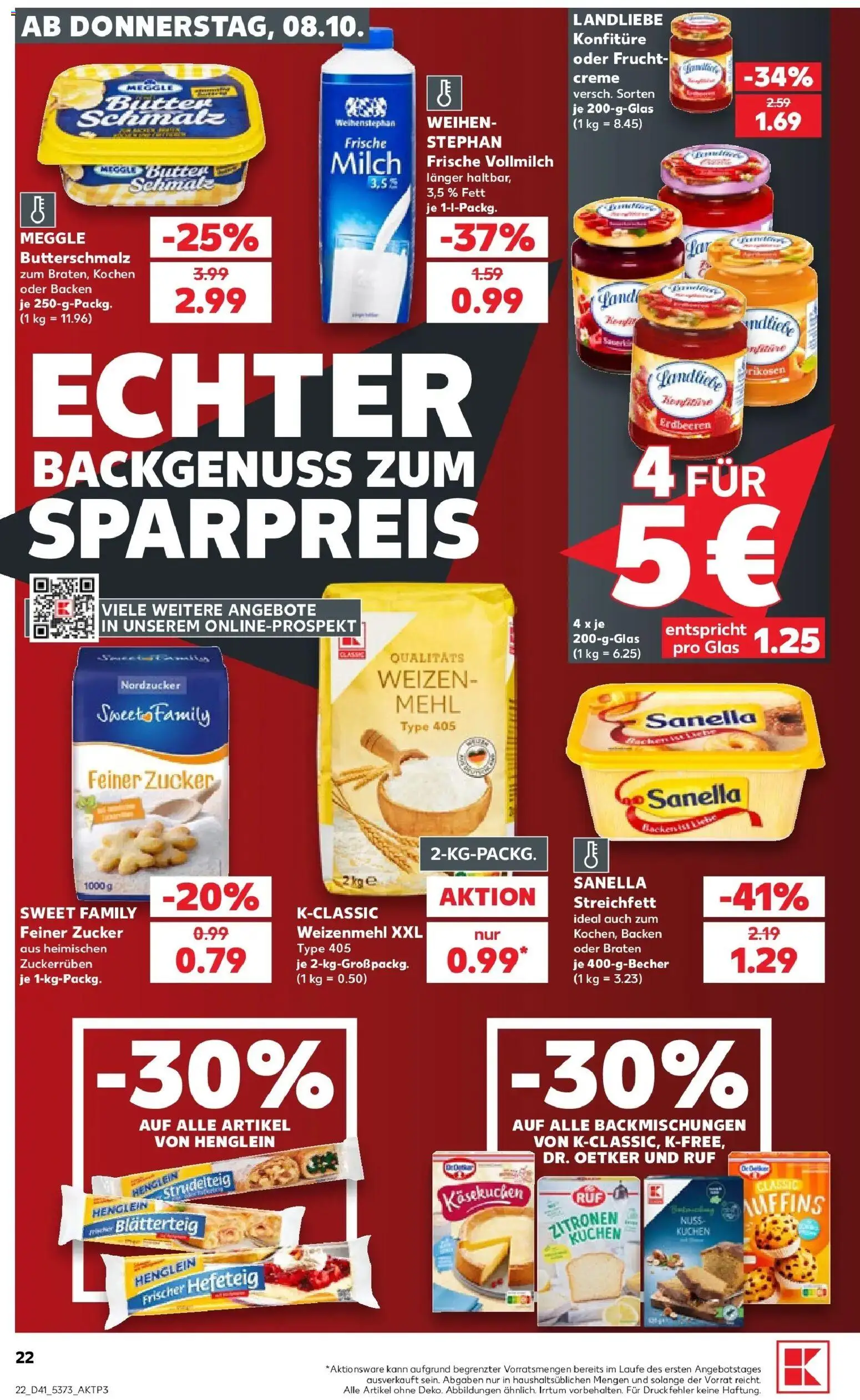 Prospekt Kaufland ab 05.10.2026 » Angebote Online zum Blättern | Seite: 32 | Produkte: Butterschmalz, Creme, Zucker, Erdbeeren