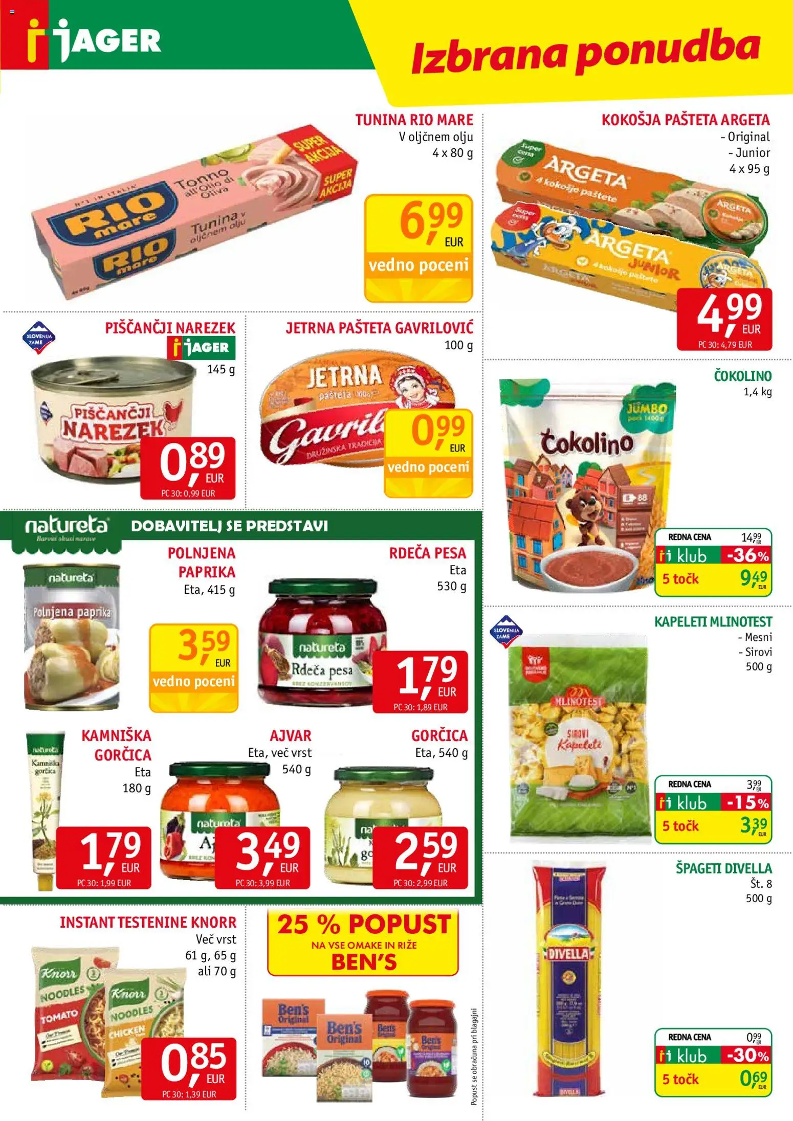 Novi Jager katalog ponudbe – veljaven od 29.07.2026 | Stran: 9 | Izdelki: Paprika, Pašteta, Narezek, Testenine