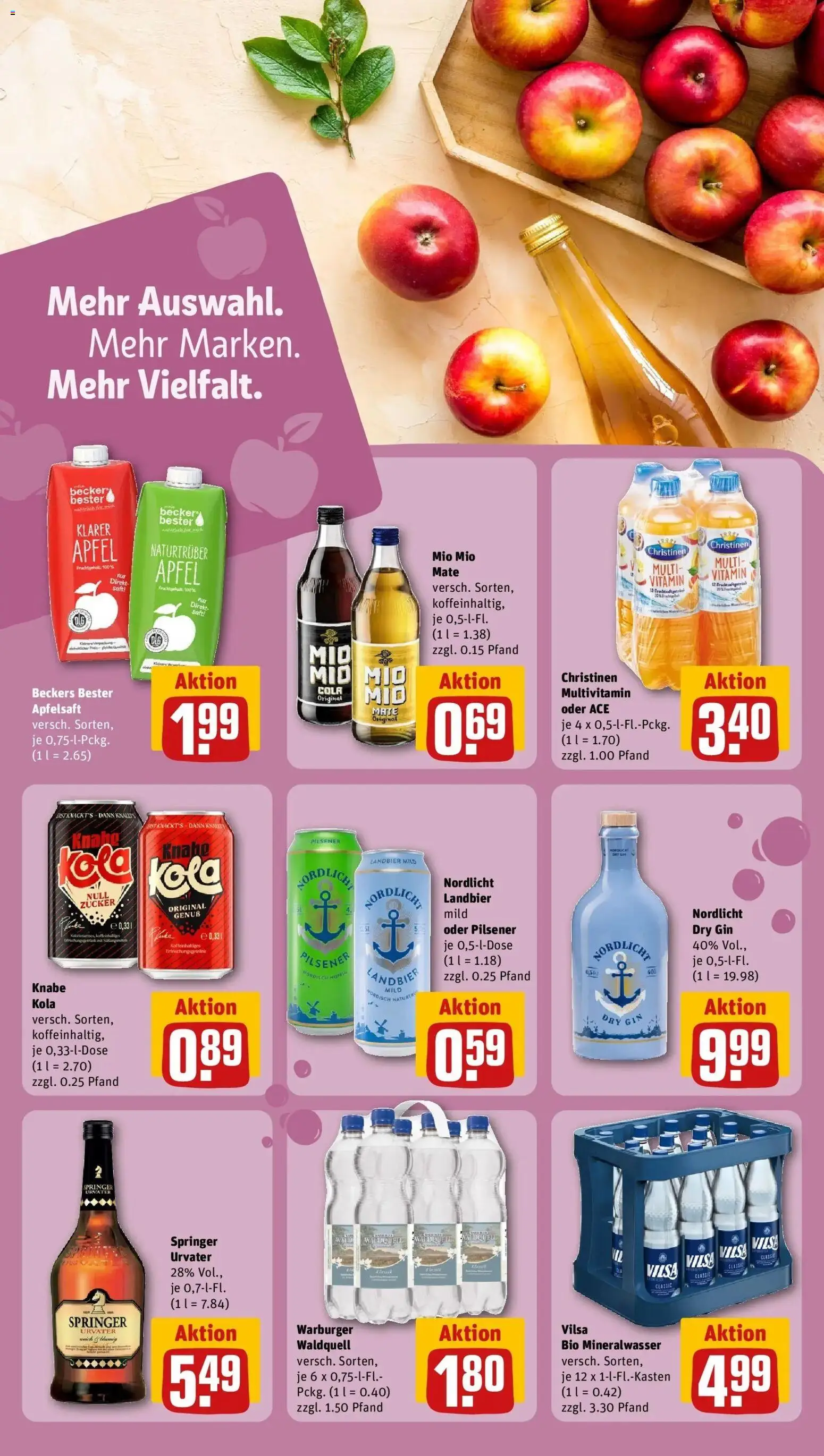 REWE Prospekt ab 17.08.2026 zum Blättern » Angebote | Seite: 20 | Produkte: Mio mio mate, Apfelsaft, Zucker, Gin