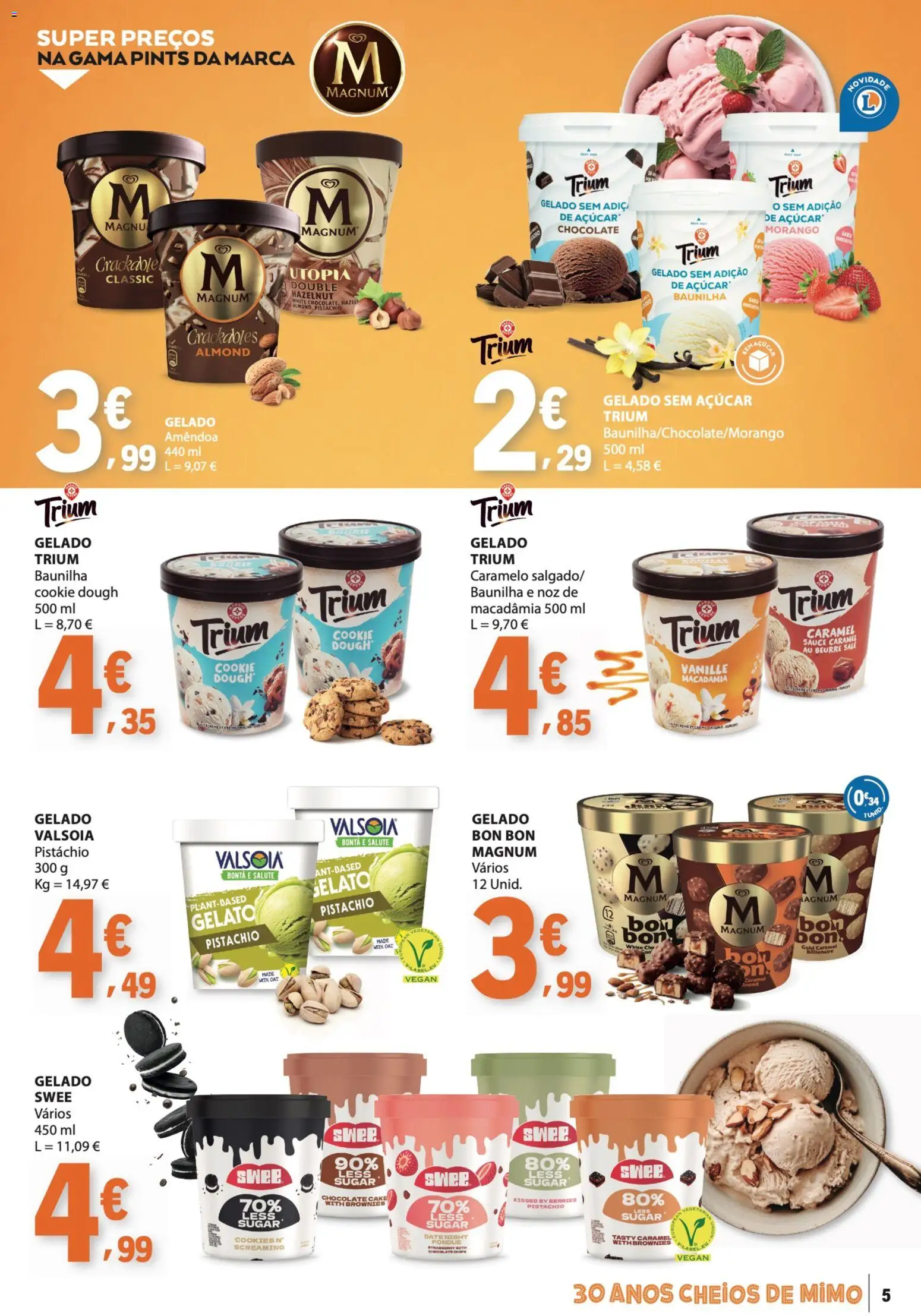 E.Leclerc folheto Bebidas, Gelados e Iogurtes │ válido de 16.06.2026 | Página: 5 | Produtos: Gelado, Chocolate, Açúcar