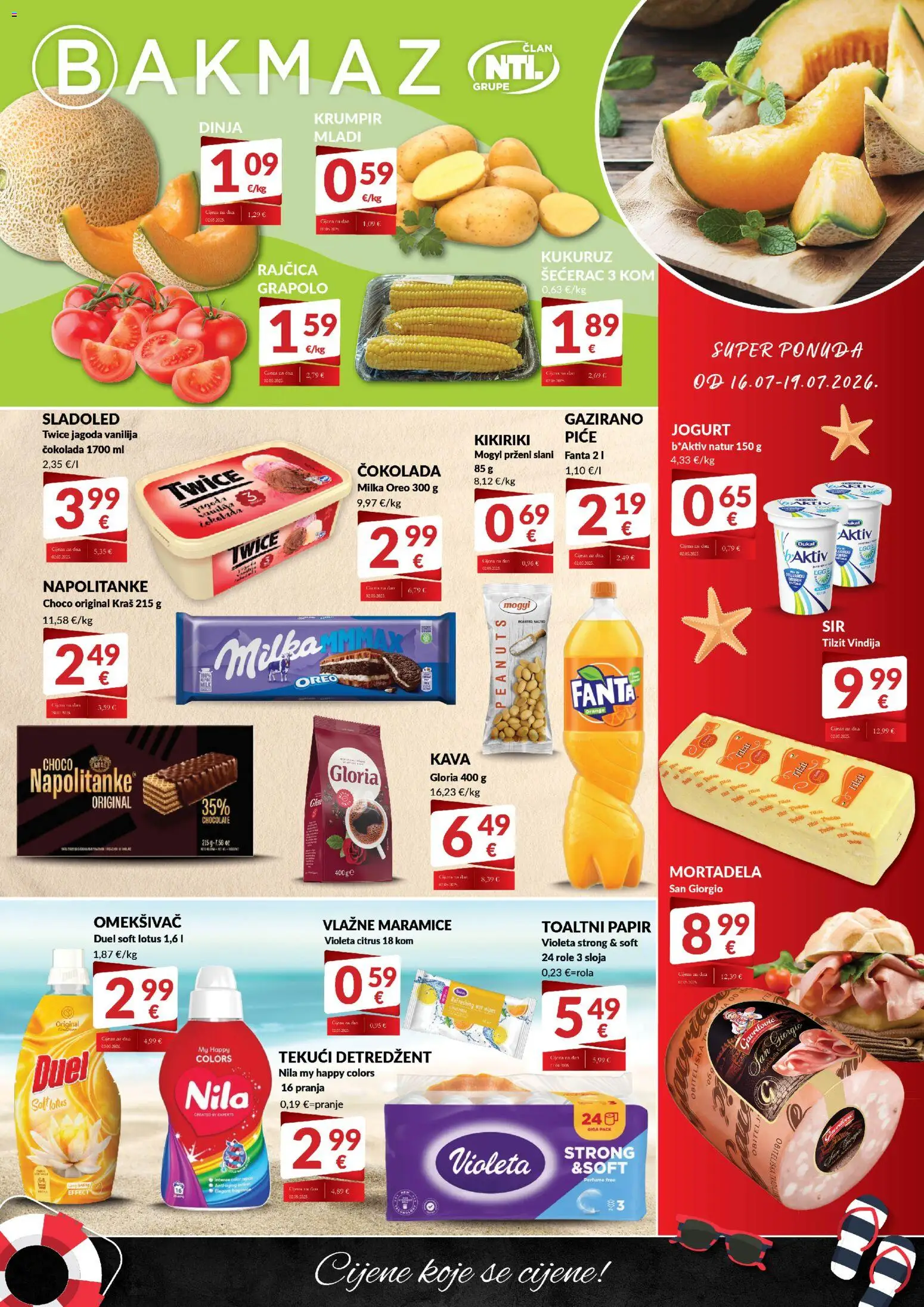 Bakmaz katalog | vrijedi od 16.07.2026 | Stranica: 1 | Proizvodi: Fanta, Kava, Mortadela, Rajčica