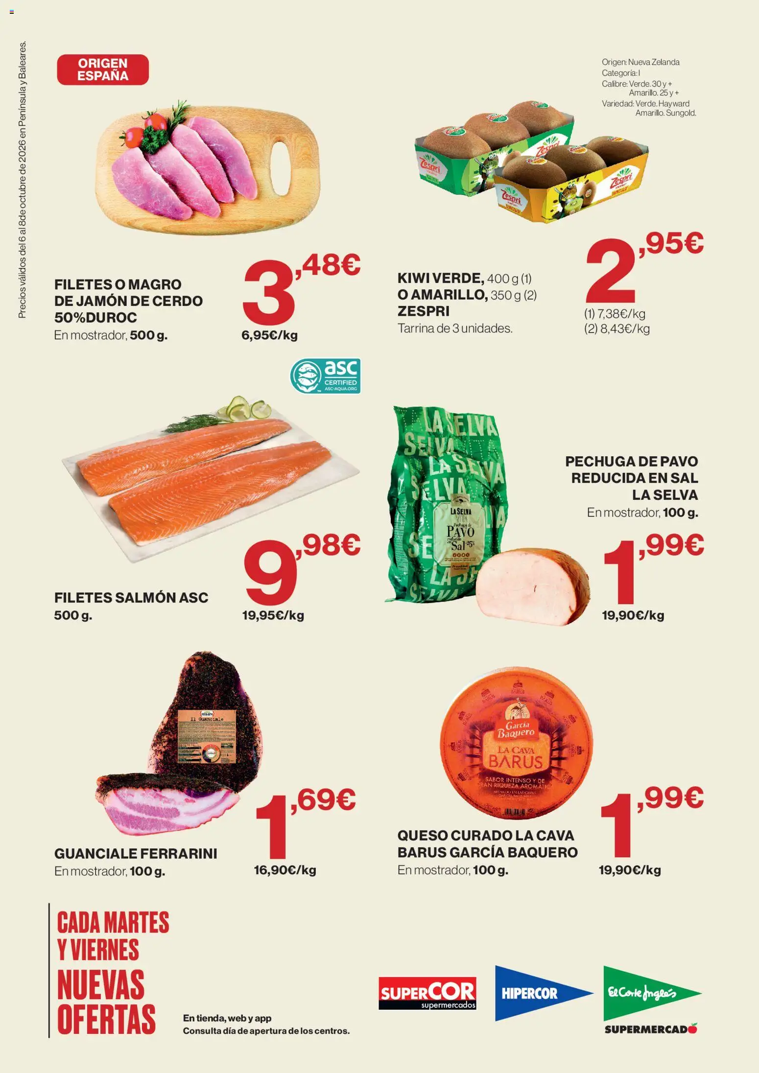 El Corte Inglés solo 3 días │ válido desde el 06/10/2026 | Página: 2 | Productos: Queso, Jamón, Kiwi, Sal