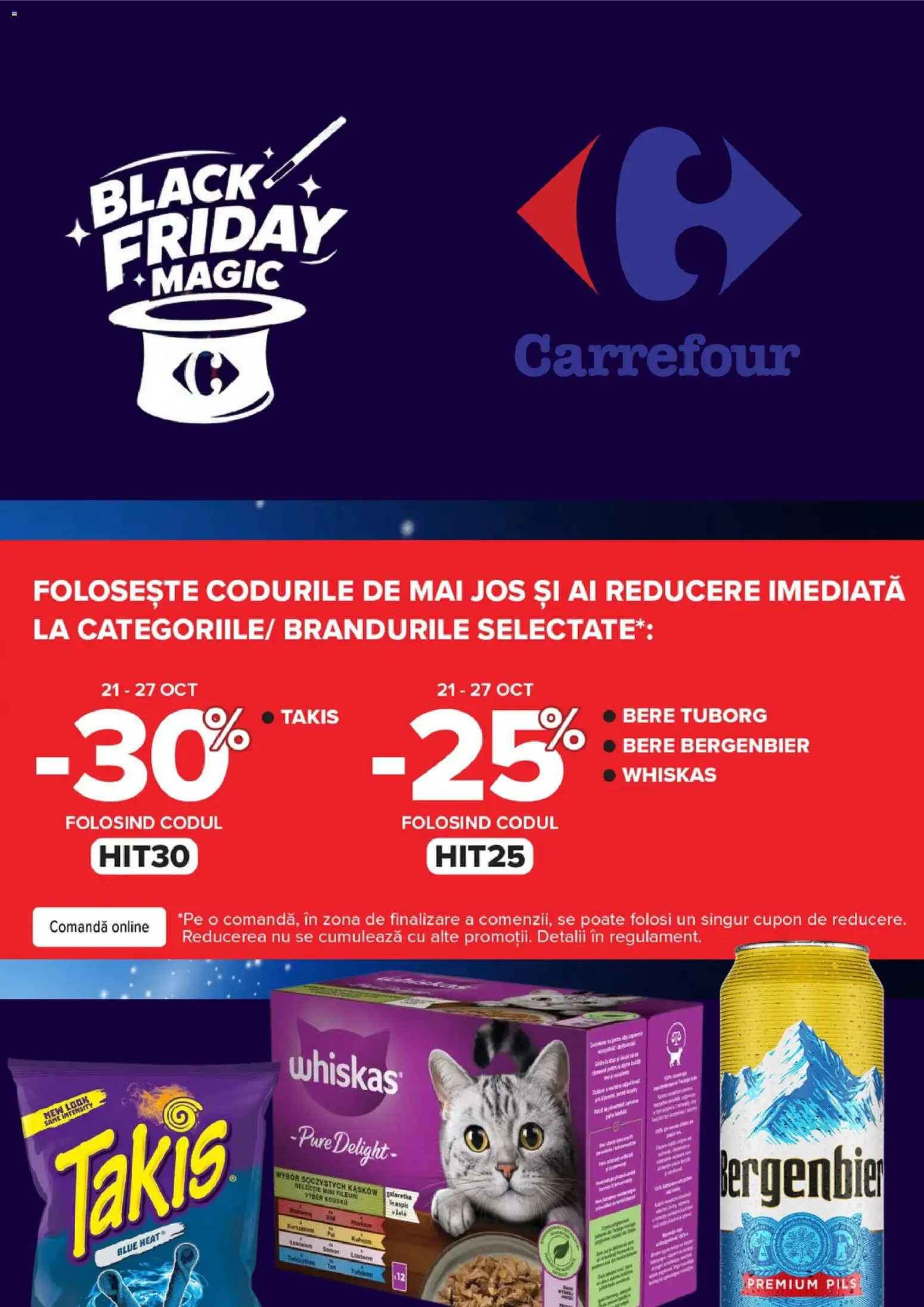 Noul catalog Carrefour – valabil de la 21.10.2026 | Pagină: 1 | Produse: Premium, Whiskas, Bere, Black