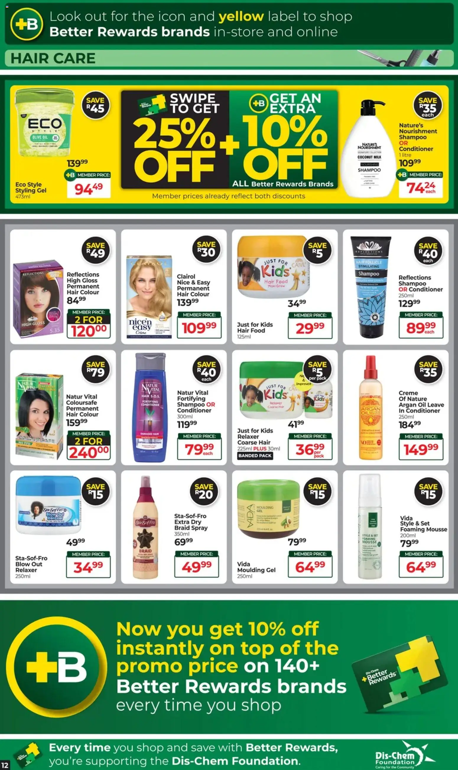New Dis-Chem catalogue – valid from 17.03.2026 | Page: 12 | Products: Milk, Oil, Conditioner, Relaxer