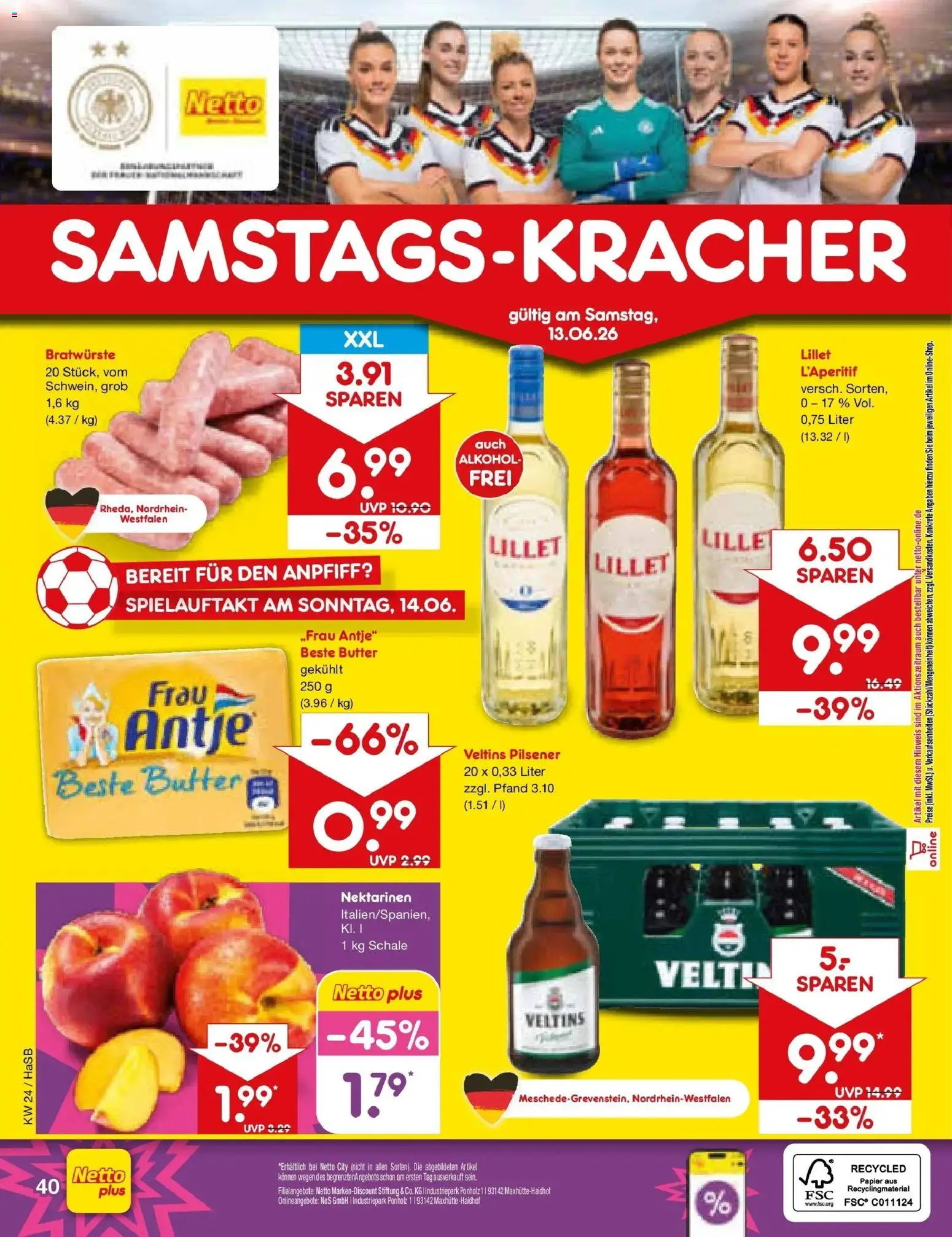 Netto Marken-Discount Prospekt Wuppertal – gültig ab 08.06.2026 | Seite: 58 | Produkte: Butter, Nektarinen, Lillet, Veltins
