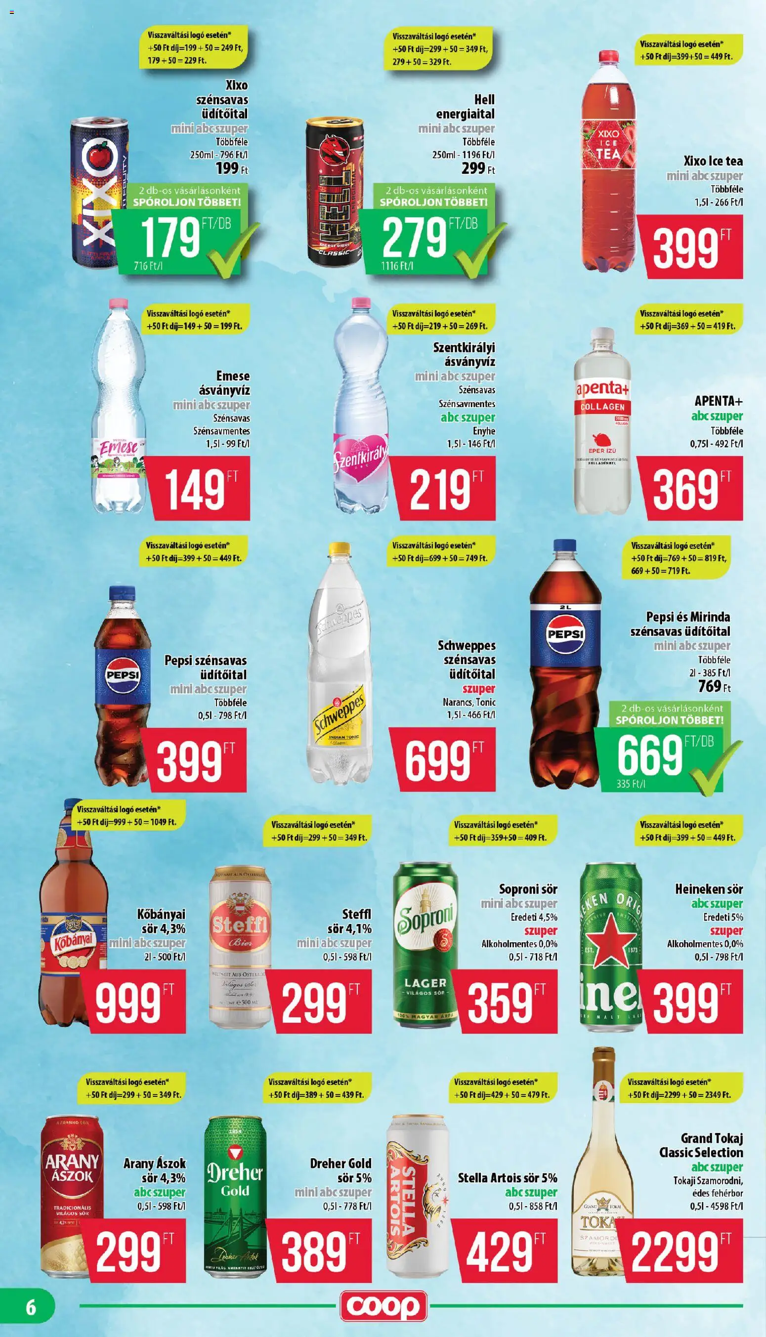COOP akciós ujság - amely érvényes a következő dátumtól: 2026.10.15. | Oldal: 6 | Termékek: Energiaital, Pepsi, Szentkirályi, Steffl