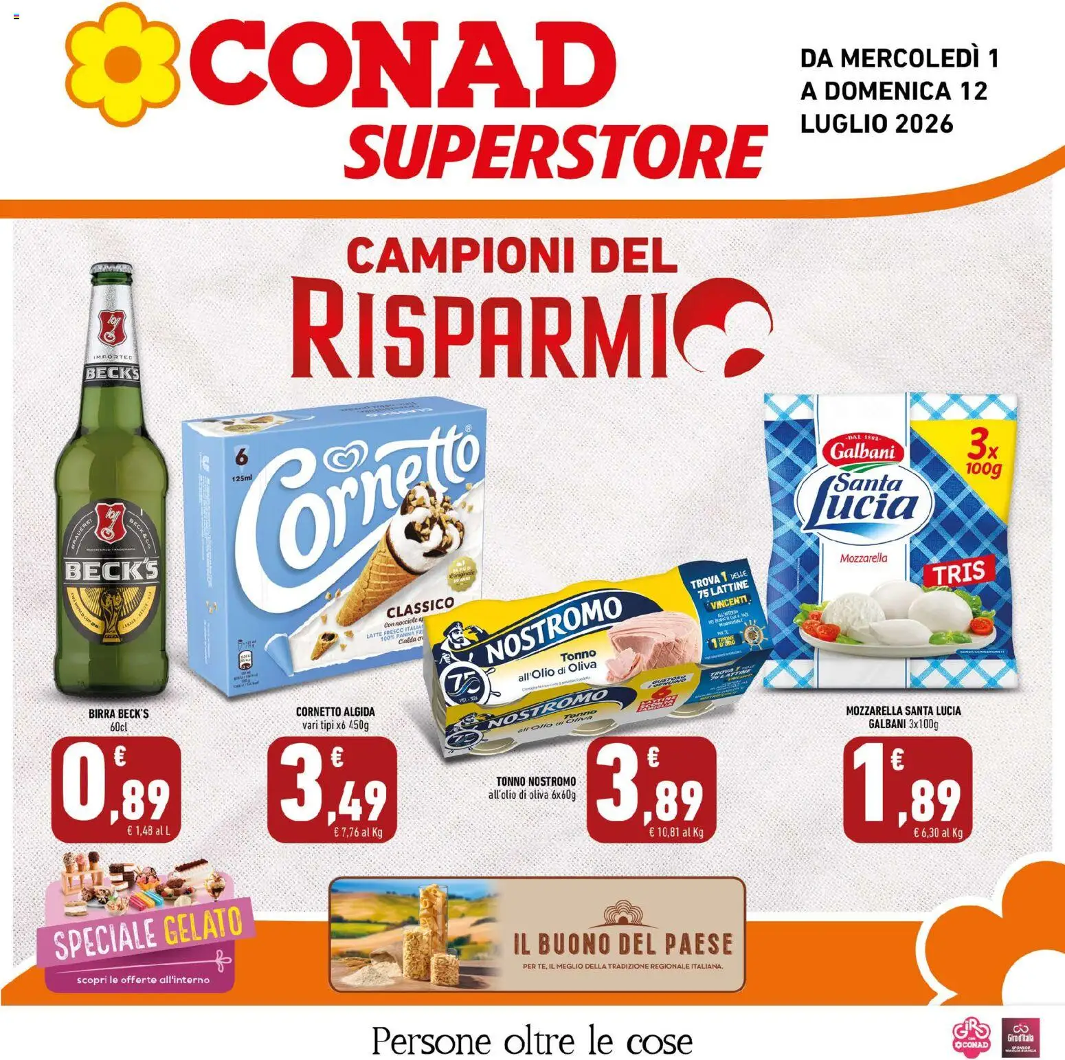 Volantino Conad del 01/07/2026 | Pagina: 1 | Prodotti: Panna, Latte, Tonno, Olio di Oliva