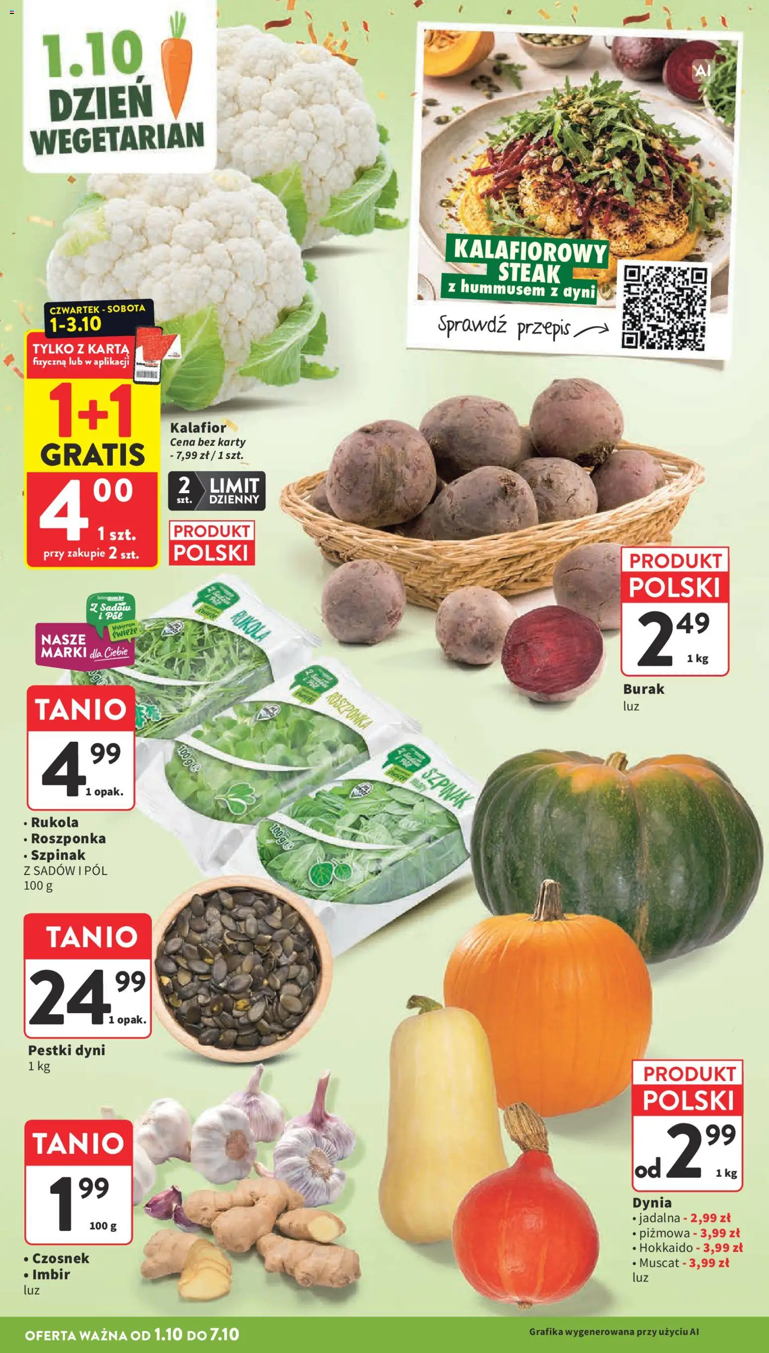 Intermarche gazetka od 01.10.2026 | Strona: 14 | Produkty: Karta, Rukola, Szpinak, Pestki dyni