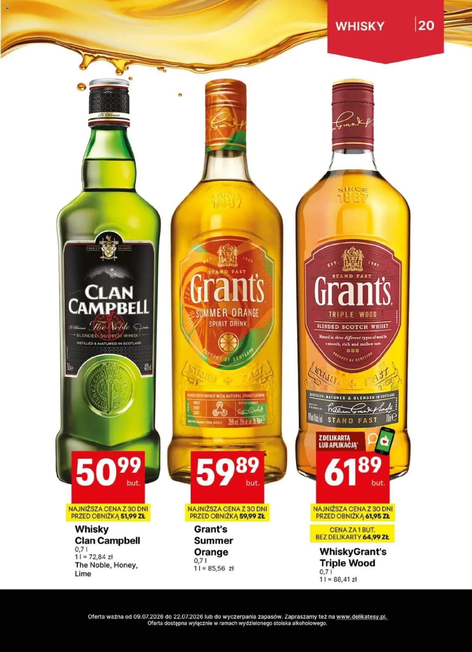 Delikatesy Centrum gazetka - DeliBarek od 09.07.2026 | Strona: 20 | Produkty: Grant's, Whisky