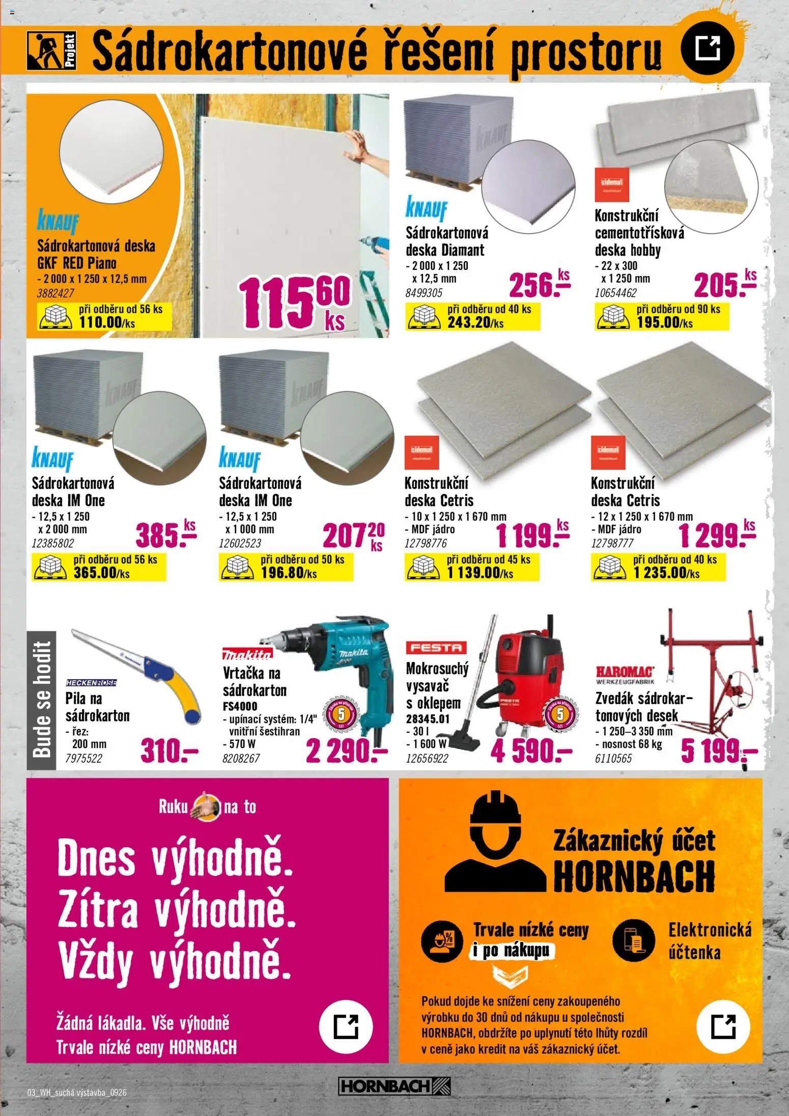 HORNBACH leták - Suchá výstavba od 23.09.2026 | Strana: 3 | Produkty: Vysavač, Pila, Vrtačka