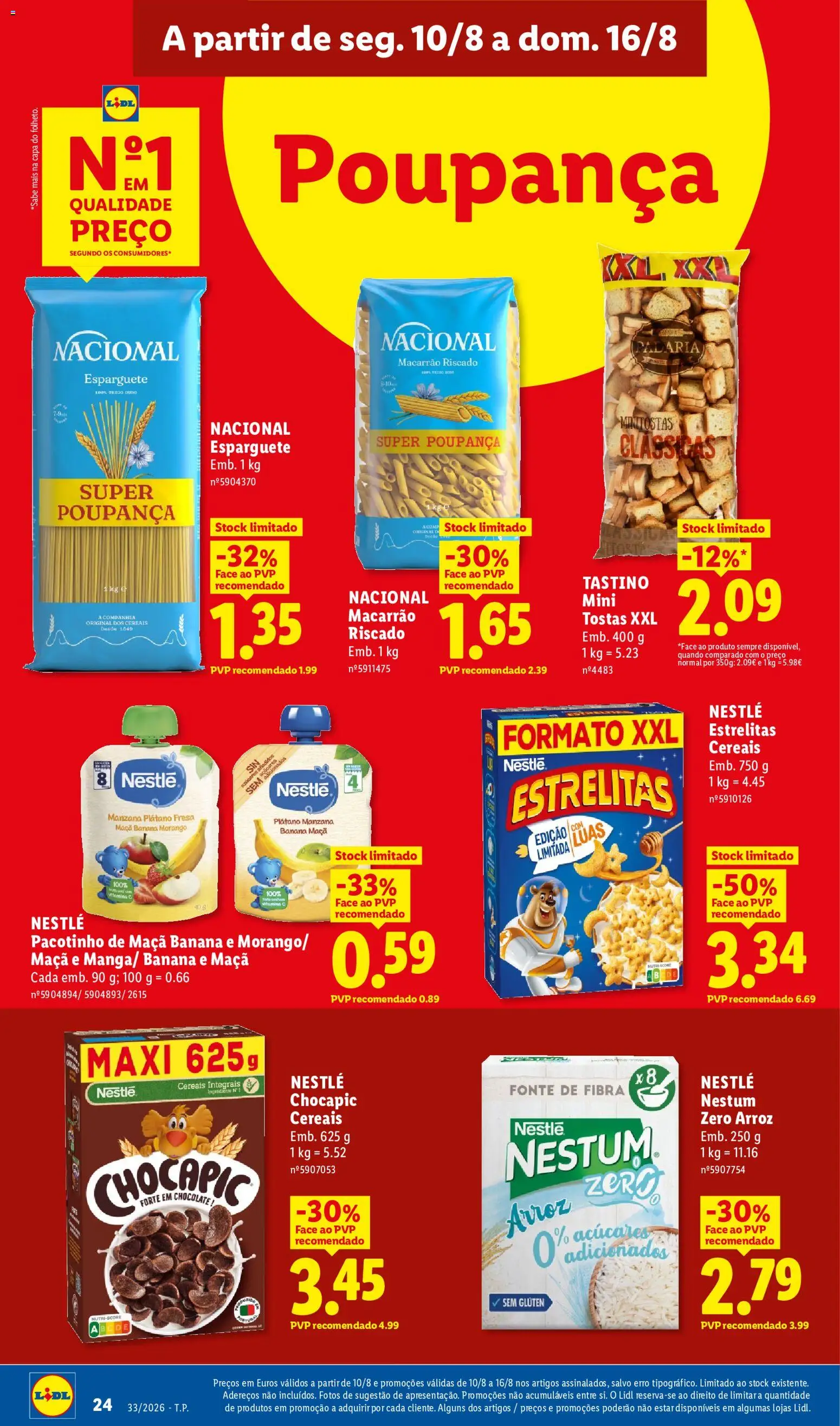 Lidl folheto │ válido de 10/08/2026 | Página: 24 | Produtos: Banana, Padaria, Macarrão, Cereais