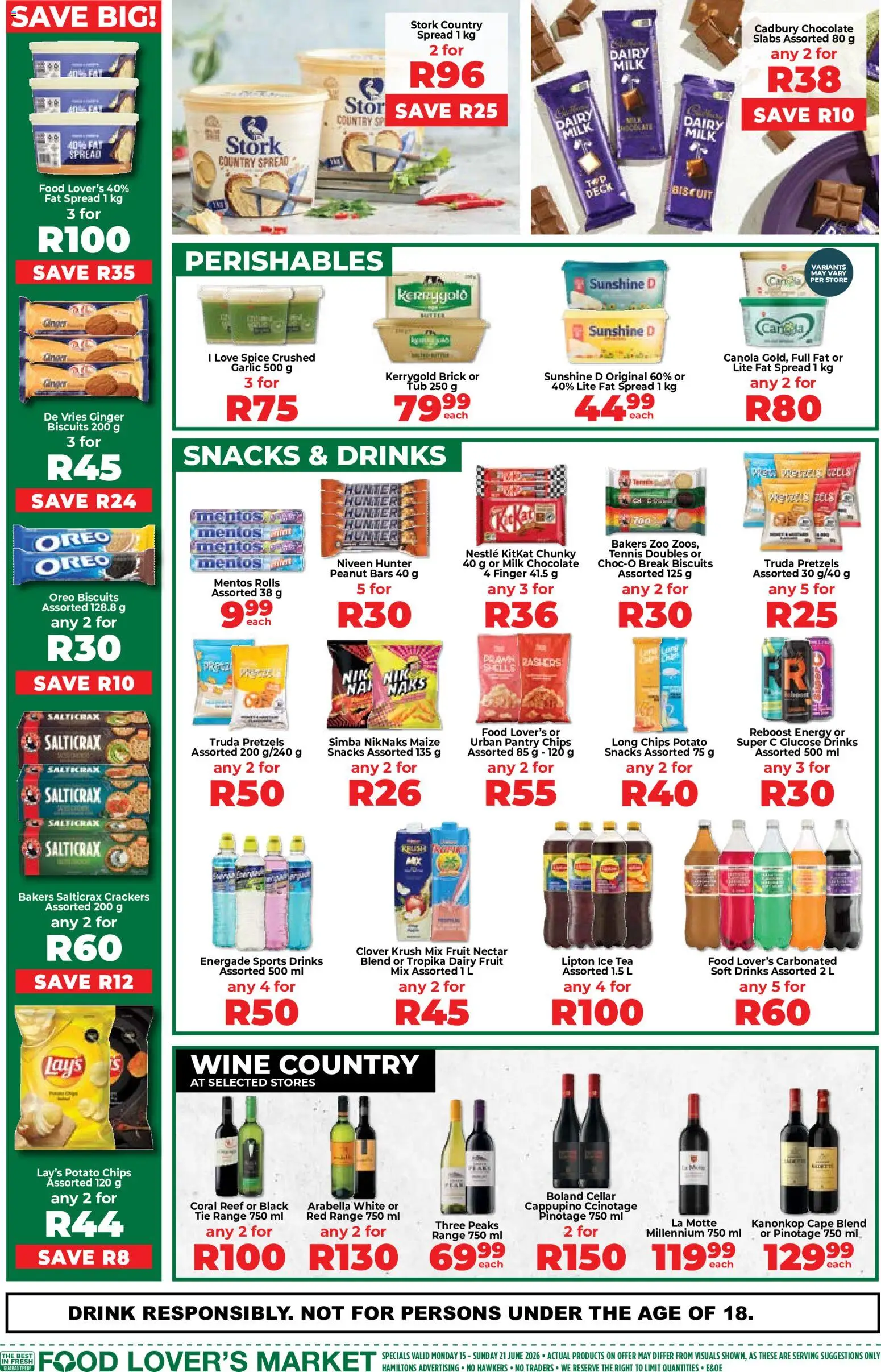 New Food Lover's Market catalogue – valid from 15.06.2026 | Page: 4 | Products: Sweets, Snacks, Chips, Garlic