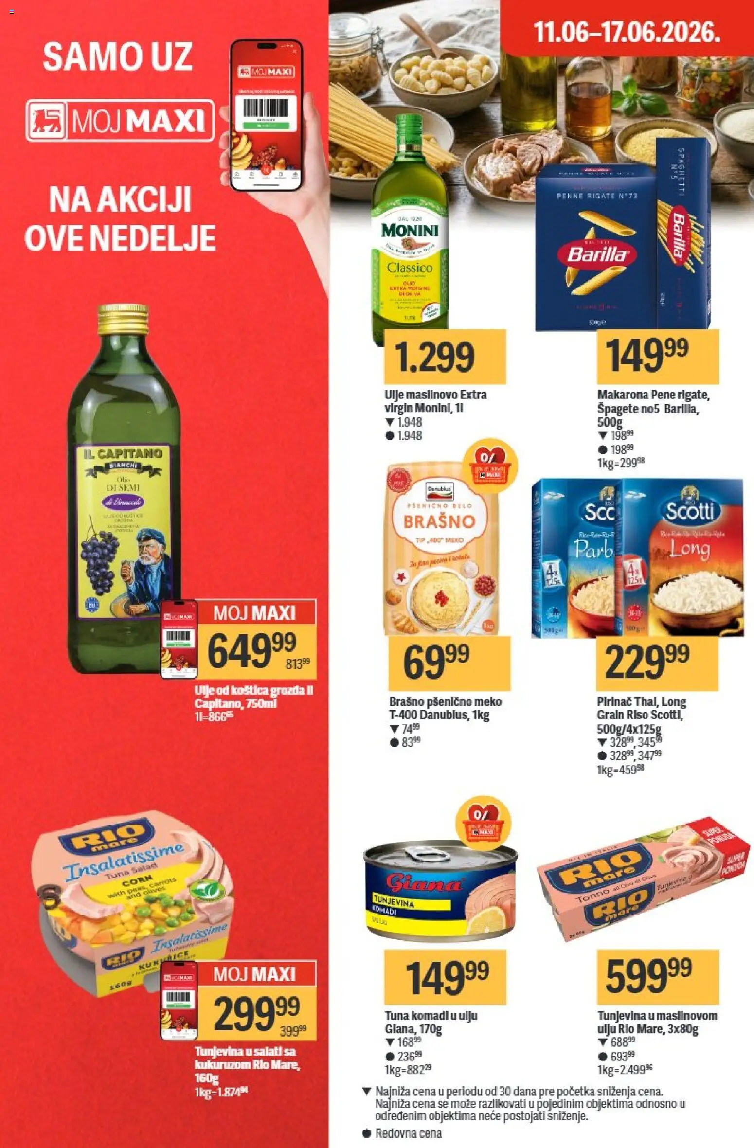 Maxi katalog - važi od 11.06.2026 | Strana: 20 | Proizvode: Monini, Brašno, Ulje, Pirinač