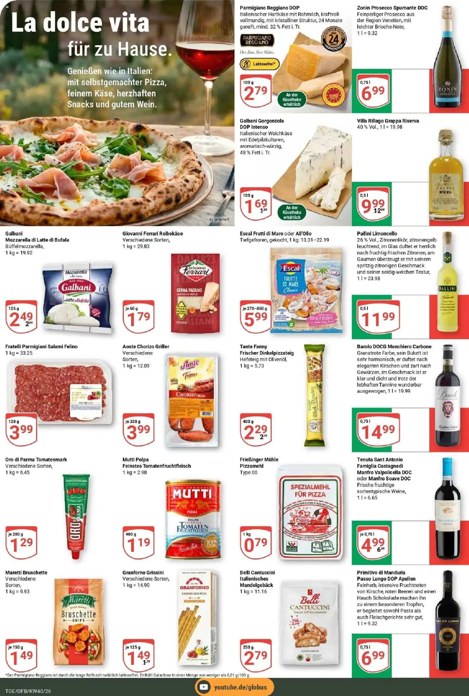 Globus Prospekt Tönisvorst (ab 28.09.2026) » Angebote online | Seite: 15 | Produkte: Prosecco, Limoncello, Pasta, Chips