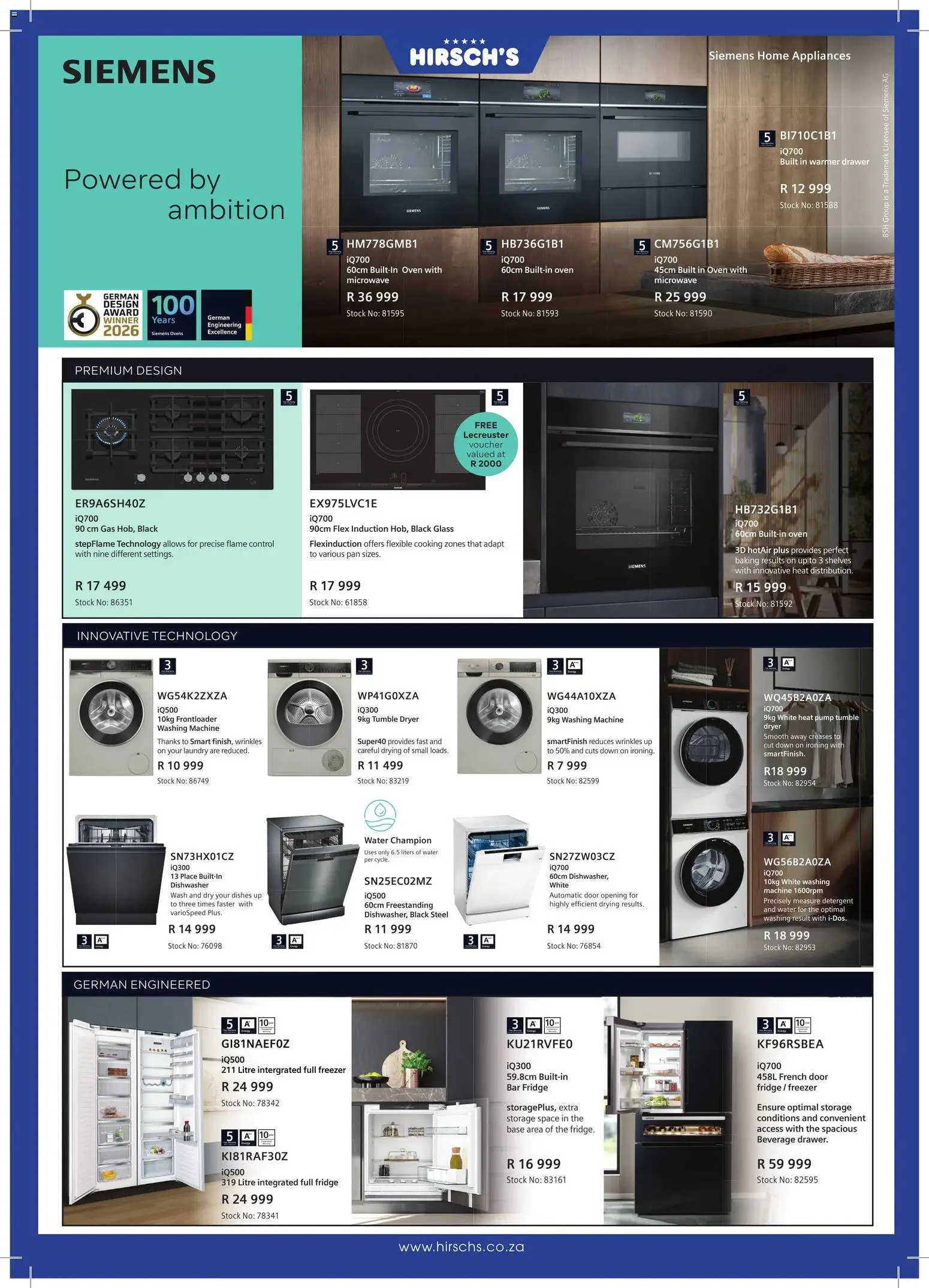New Hirsch's catalogue – valid from 23/06/2026 | Page: 22 | Products: Washing machine, Oven, Microwave, Stock