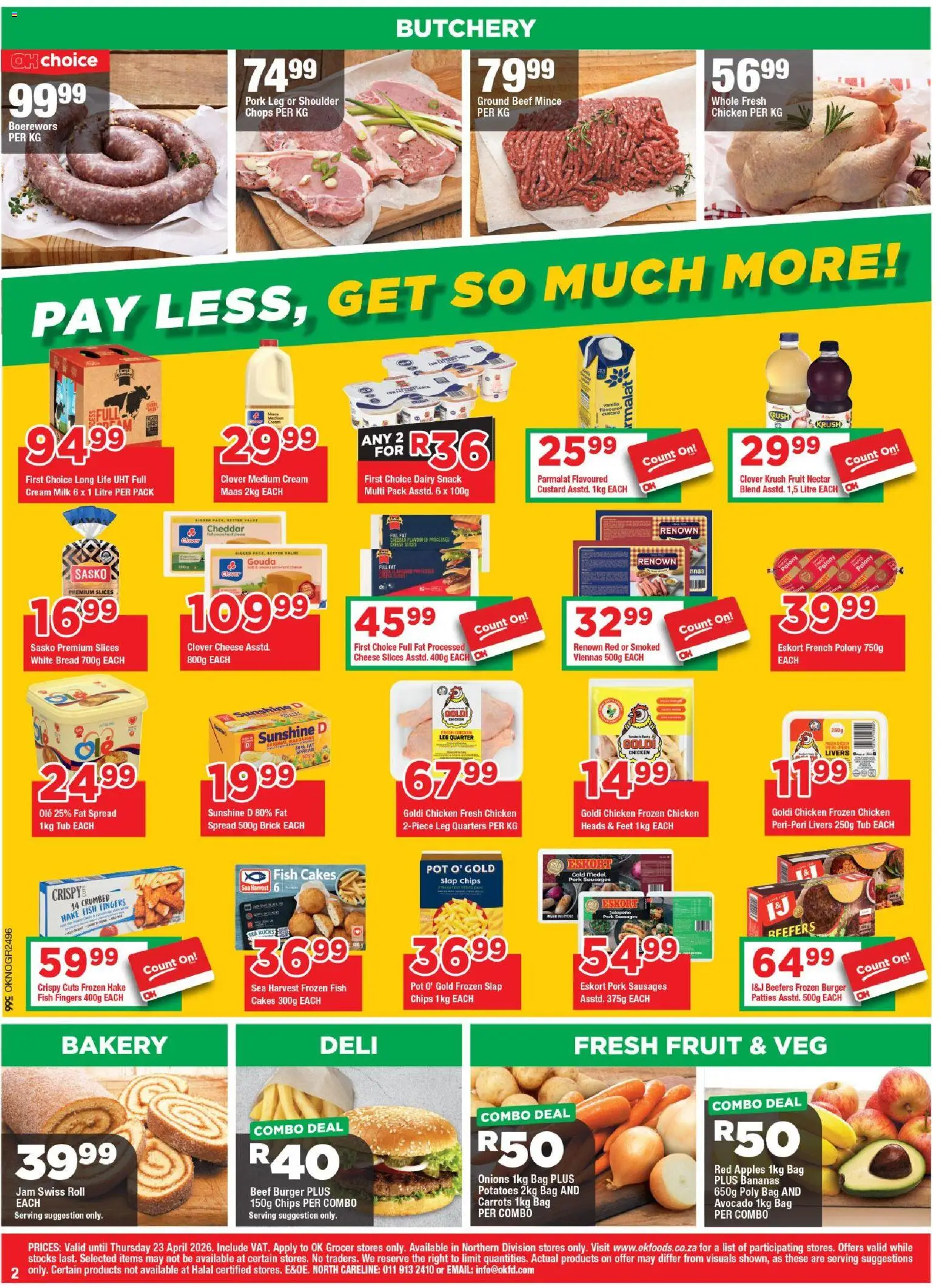 New OK Foods catalogue – valid from 15.04.2026 | Page: 2 | Products: Jam, Bread, Cream, Potatoes