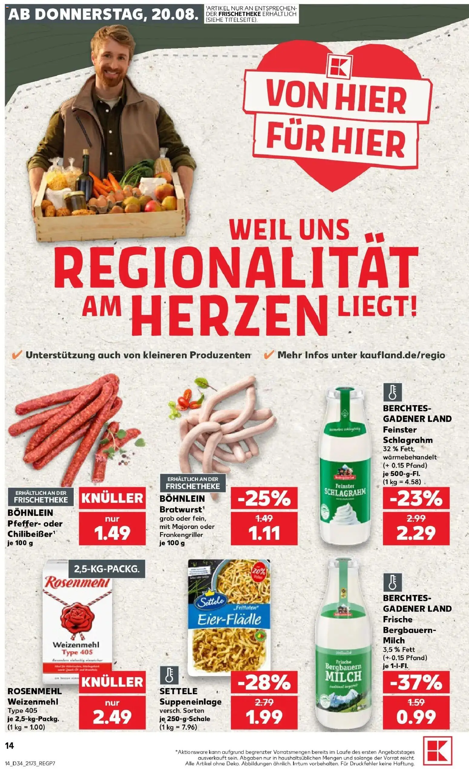 Prospekt Kaufland ab 20.08.2026 » Angebote Online zum Blättern | Seite: 14 | Produkte: Milch, Weizenmehl, Pfeffer
