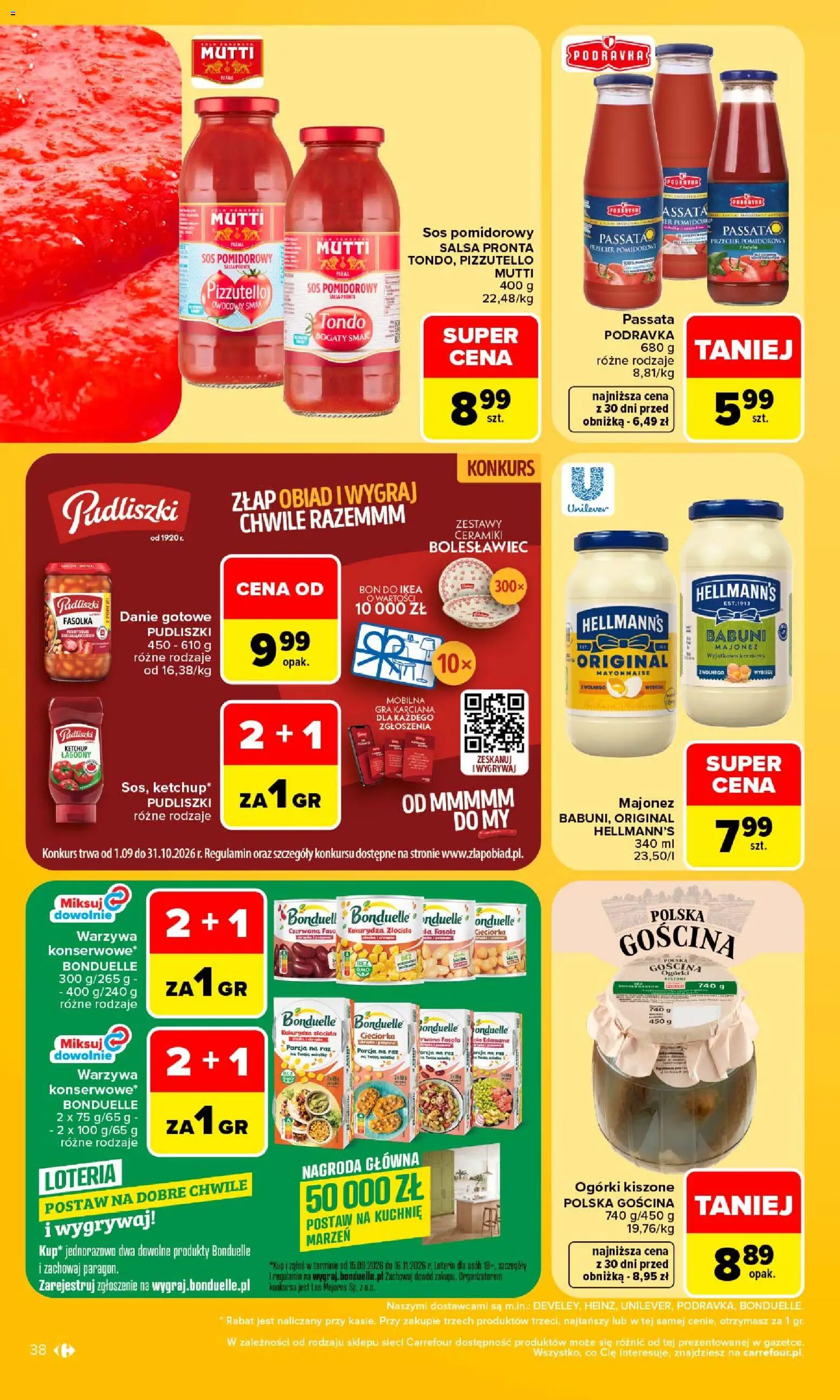 Carrefour gazetka od 14.09.2026 | Strona: 40 | Produkty: Sos pomidorowy, Ogórki kiszone, Ogórki, Passata