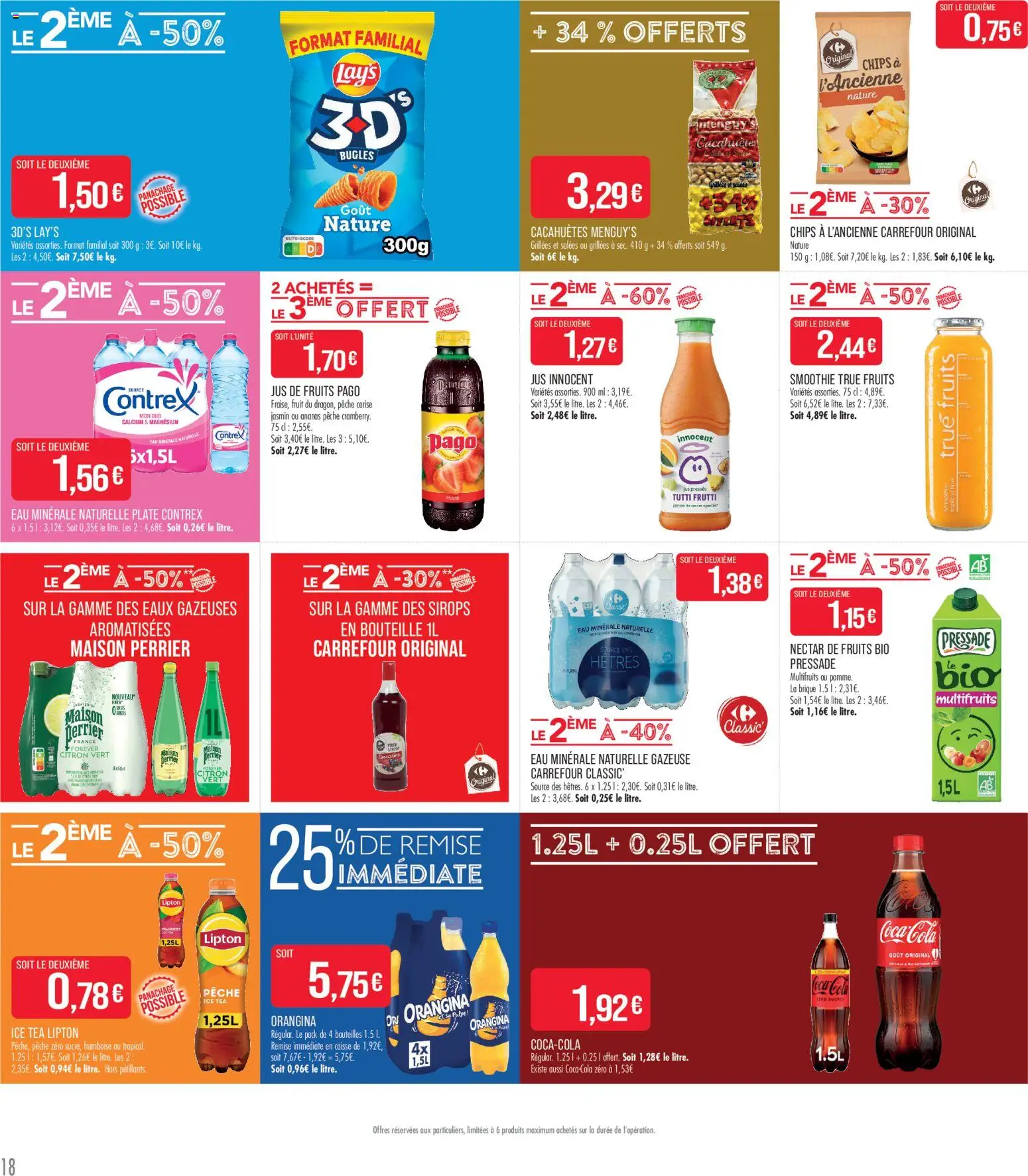 {H1} | Page: 18 | Produits: Eau minérale, Chips à l’ancienne, Fruits bio, Contrex