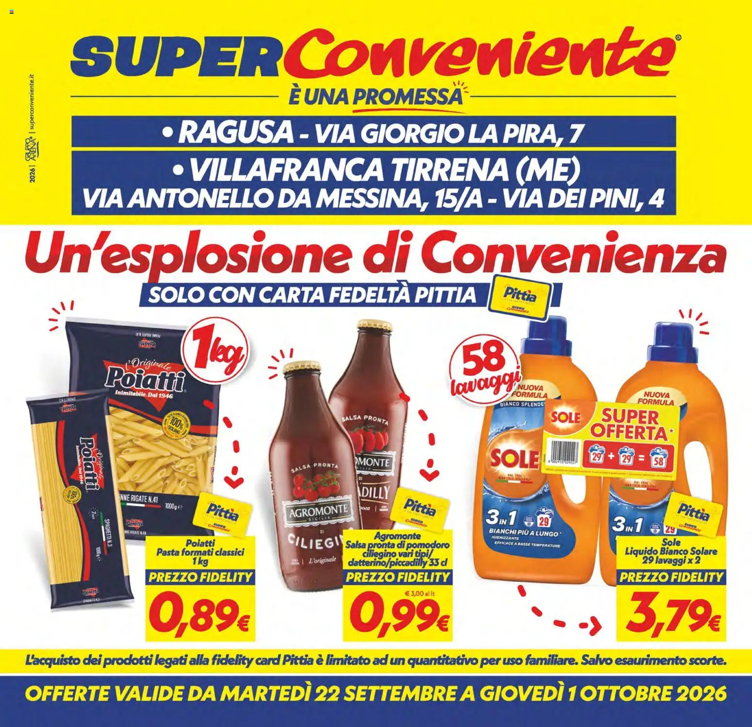 Volantino SuperConveniente del 22/09/2026 | Pagina: 1 | Prodotti: Pomodoro, Polo, Penne, Spaghetti