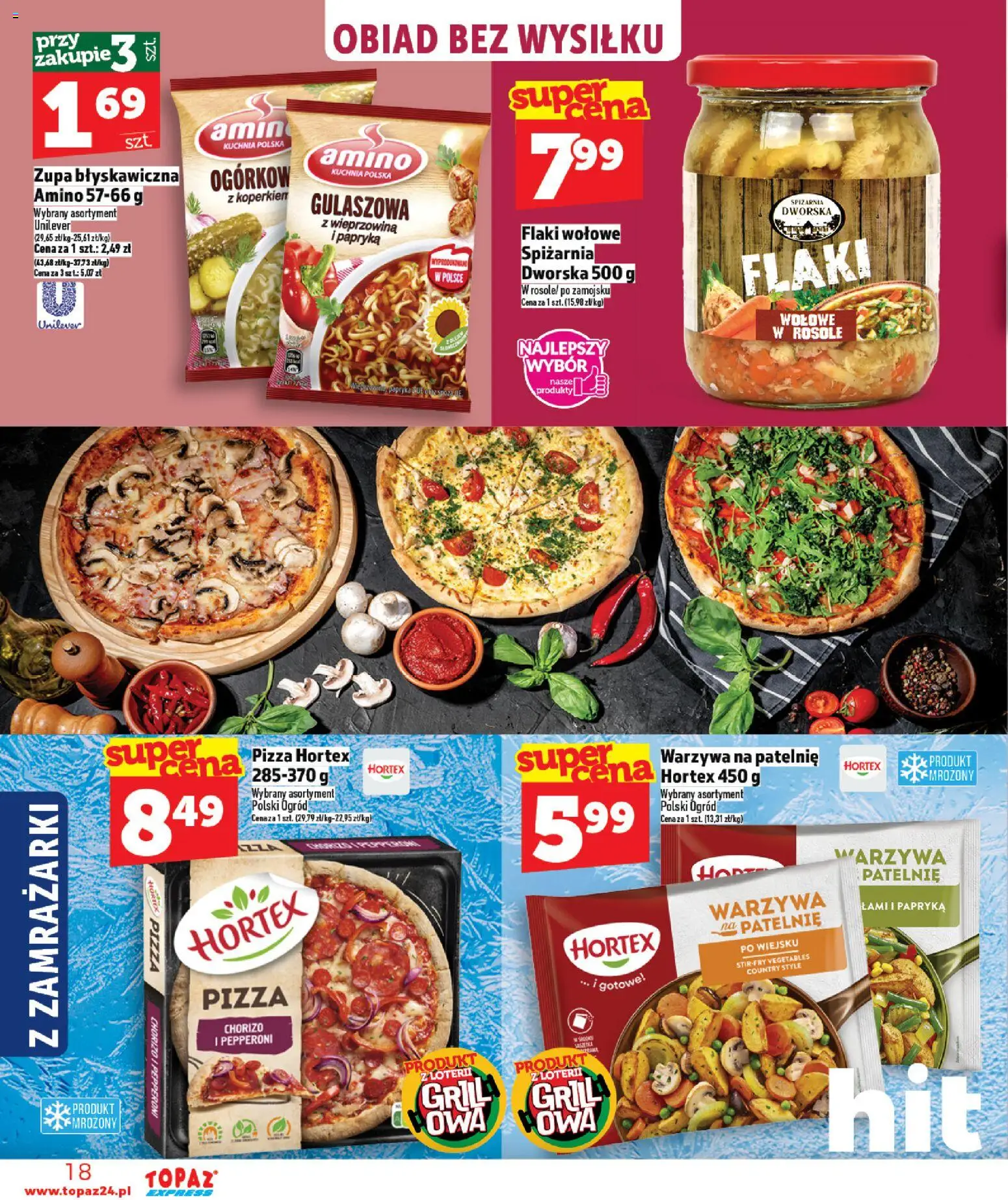 Topaz gazetka - Express od 16.04.2026 | Strona: 18 | Produkty: Warzywa na patelnie, Papryka, Flaki, Wieprzowina