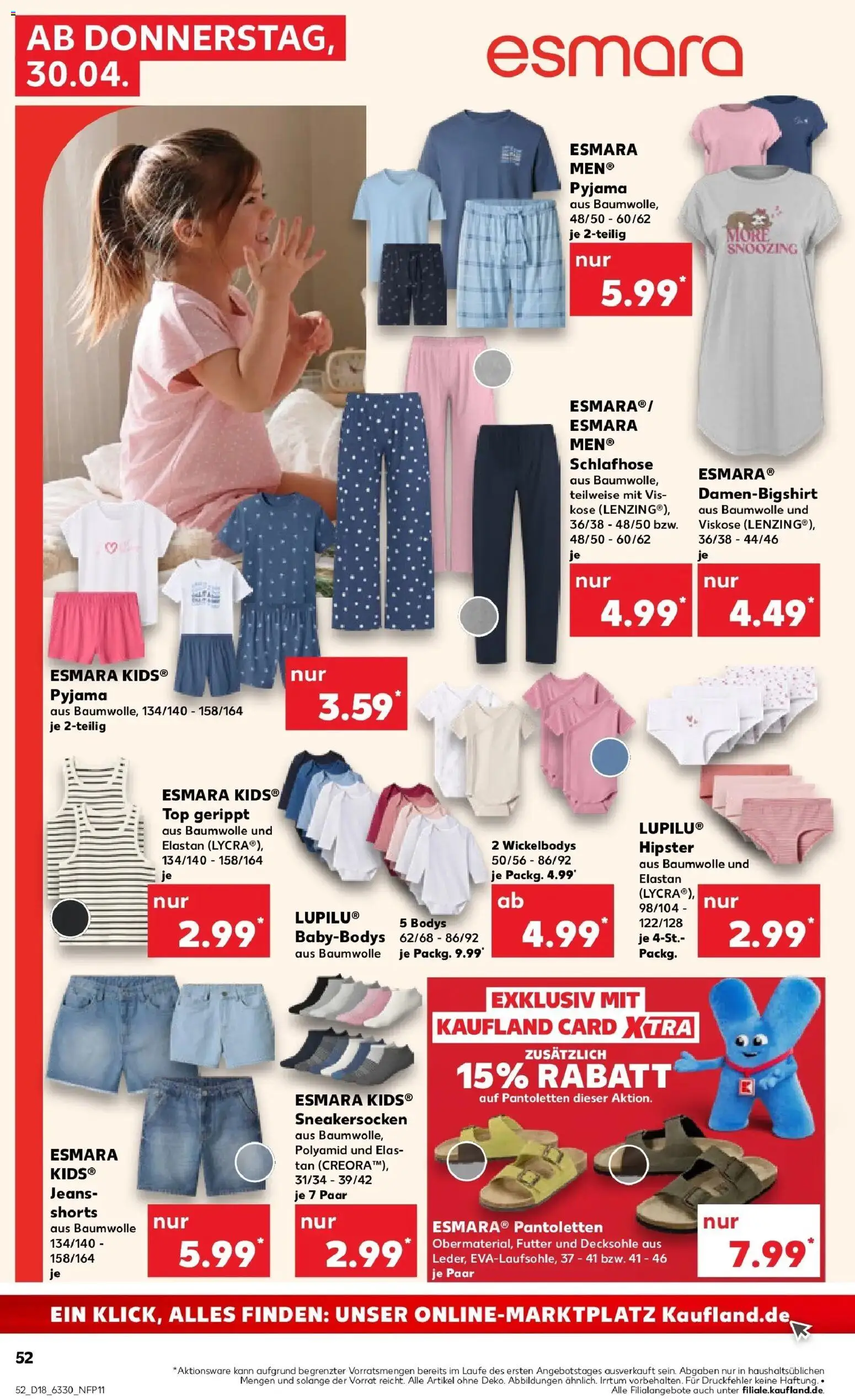 Prospekt Kaufland ab 30.04.2026 » Angebote Online zum Blättern | Seite: 52 | Produkte: Top, Jeans Shorts, Pyjama, Jeans
