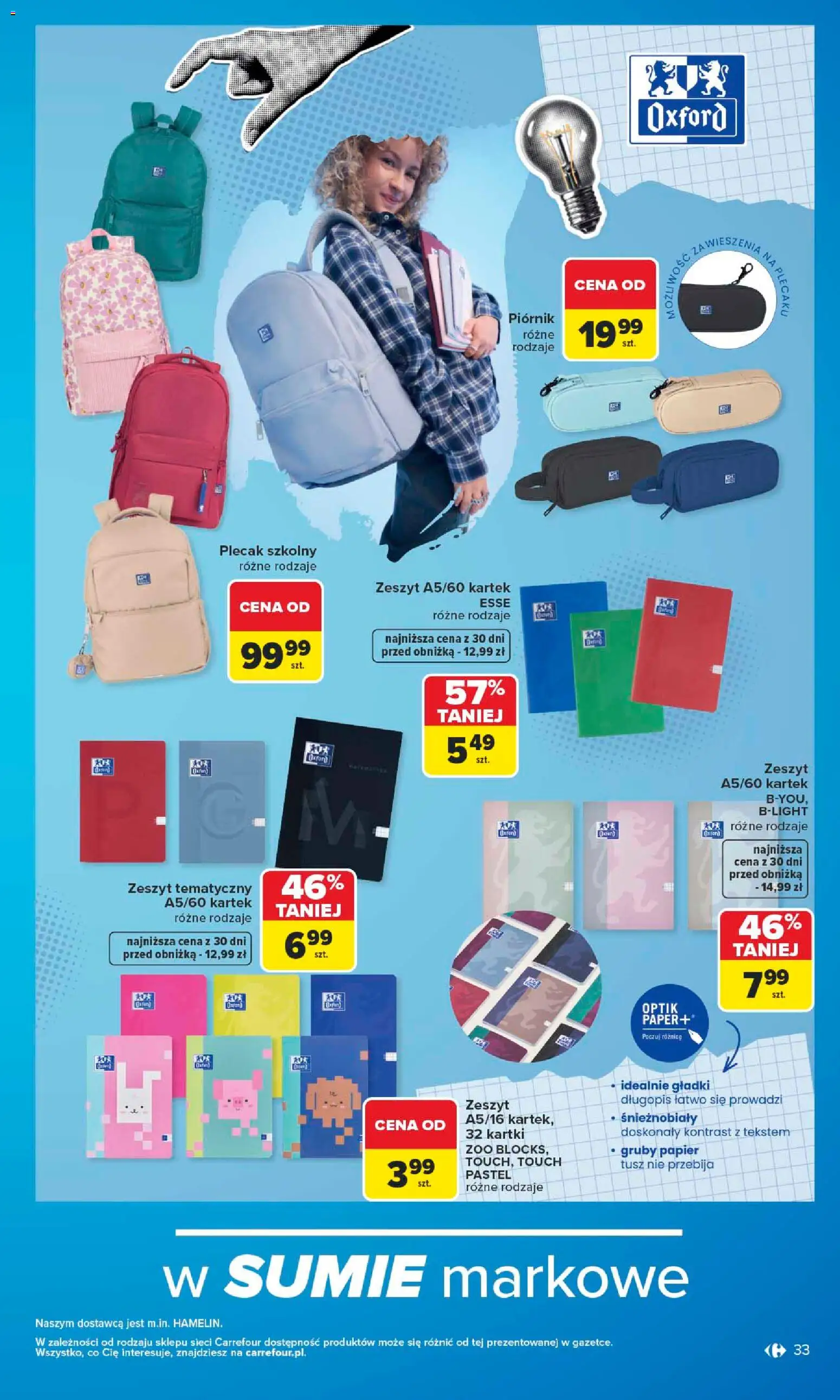 Carrefour gazetka - Szkoła nowy sezon od 27.07.2026 | Strona: 33 | Produkty: Plecak, Zeszyt