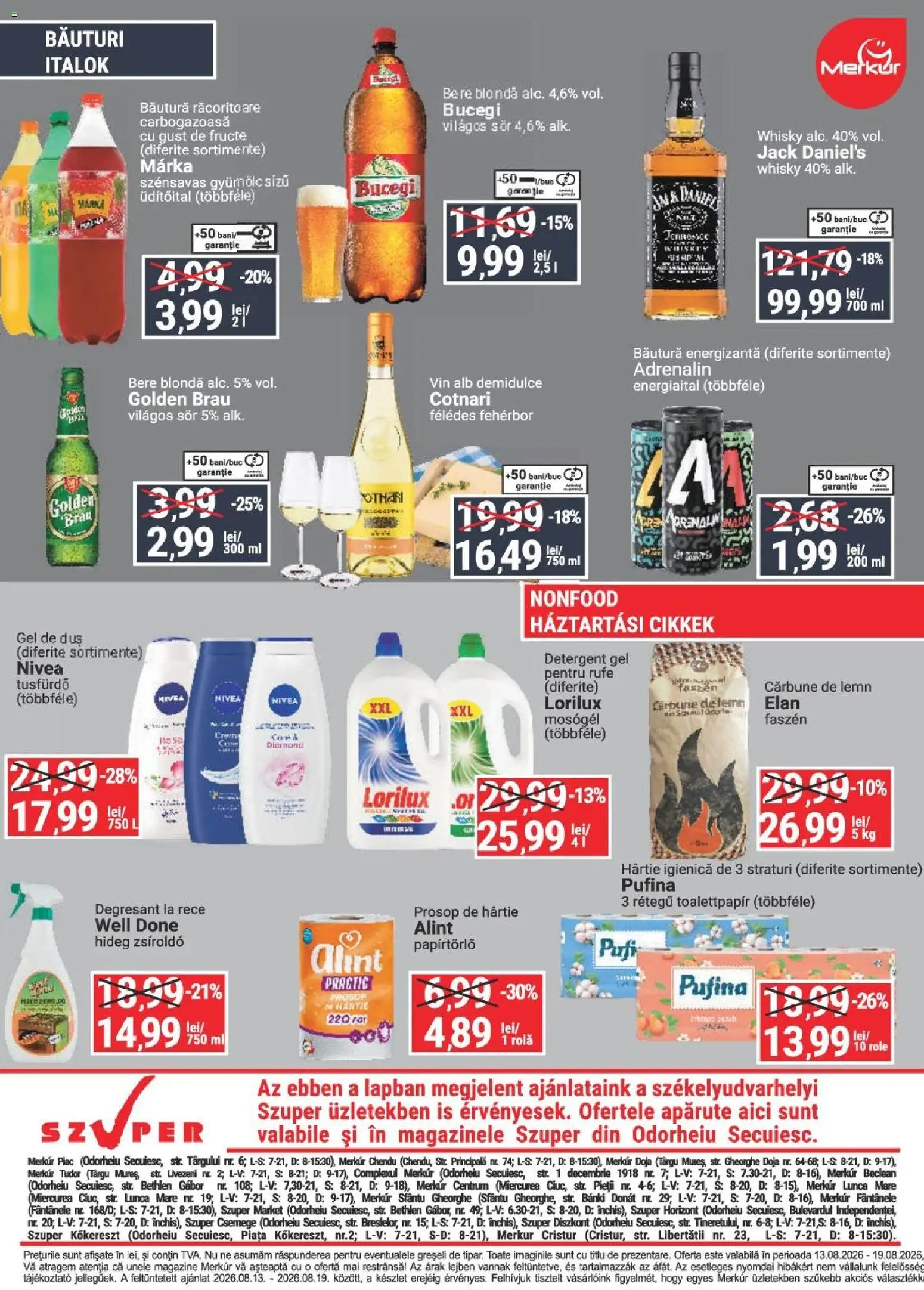 Noul catalog Merkur – valabil de la 13.08.2026 | Pagină: 4 | Produse: Nivea, Bautura racoritoare, Vin, Bere