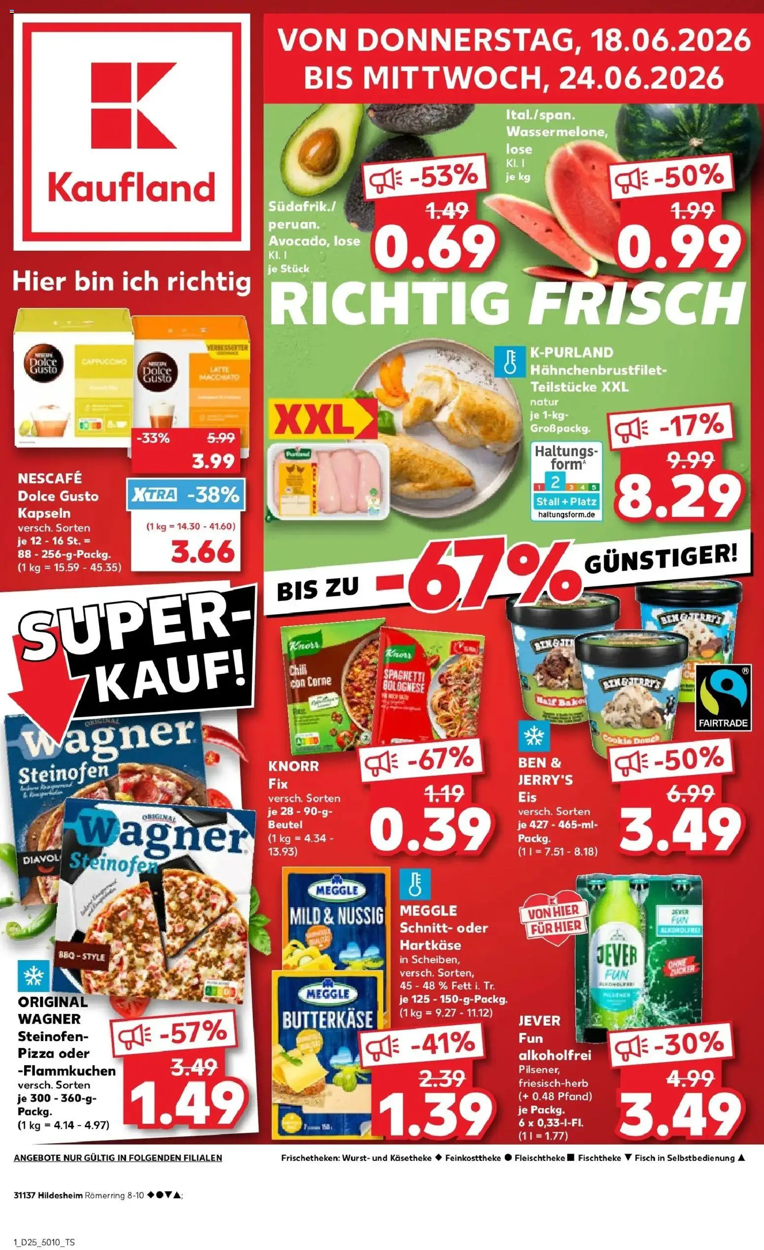 Kaufland Prospekt Hildesheim – gültig ab 15.06.2026 | Seite: 12 | Produkte: Nescafe, Knorr, Ben & Jerry's, Pizza