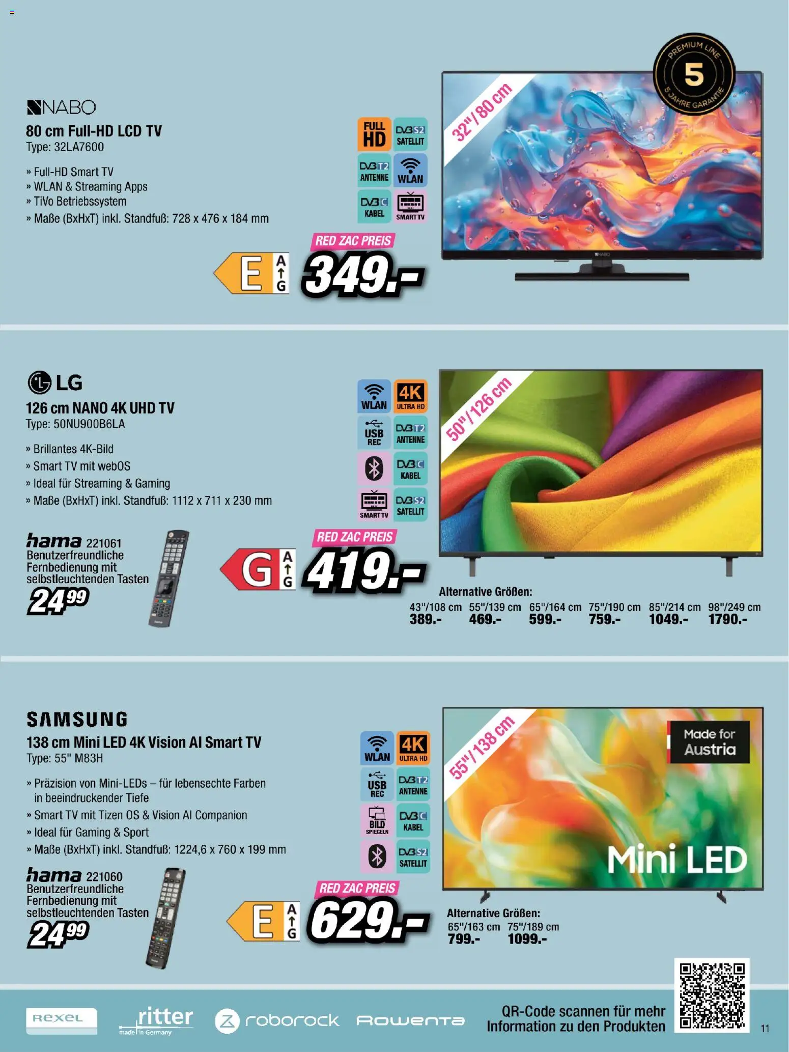 RED ZAC Vorarlberg gültig ab 25.10.2026 | Seite: 11 | Produkte: TV, Kabel, Satellit, Samsung