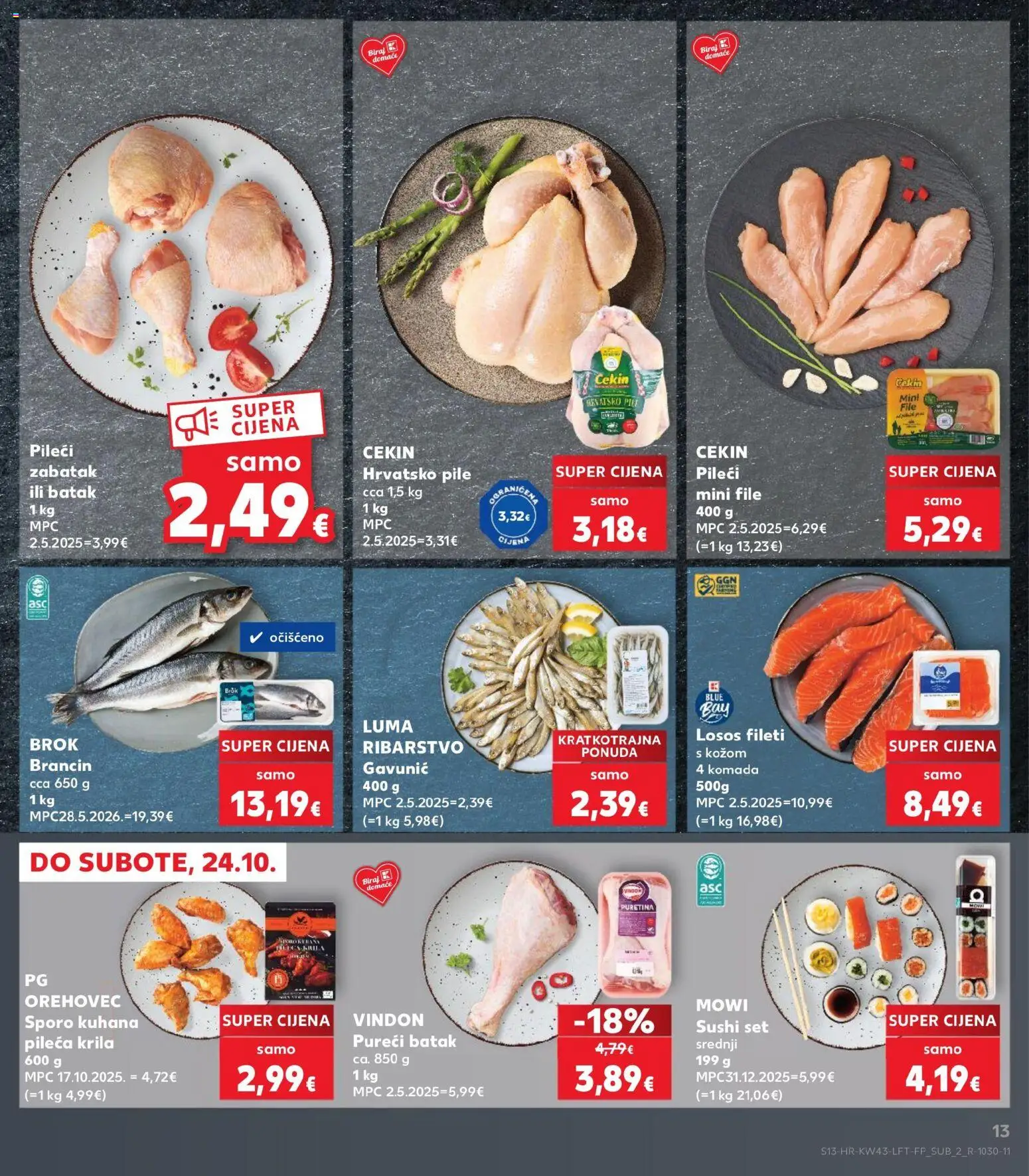 Kaufland katalog | vrijedi od 21.10.2026 | Stranica: 13 | Proizvodi: Puretina, File, Sushi, Brancin