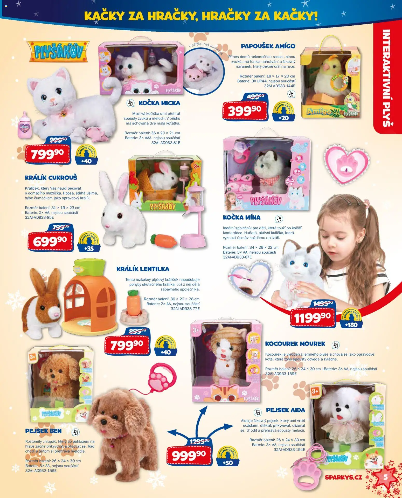 Sparkys katalog Vánoce 2026 od 01.10.2026 | Strana: 5 | Produkty: Králík, Hračky, Baterie