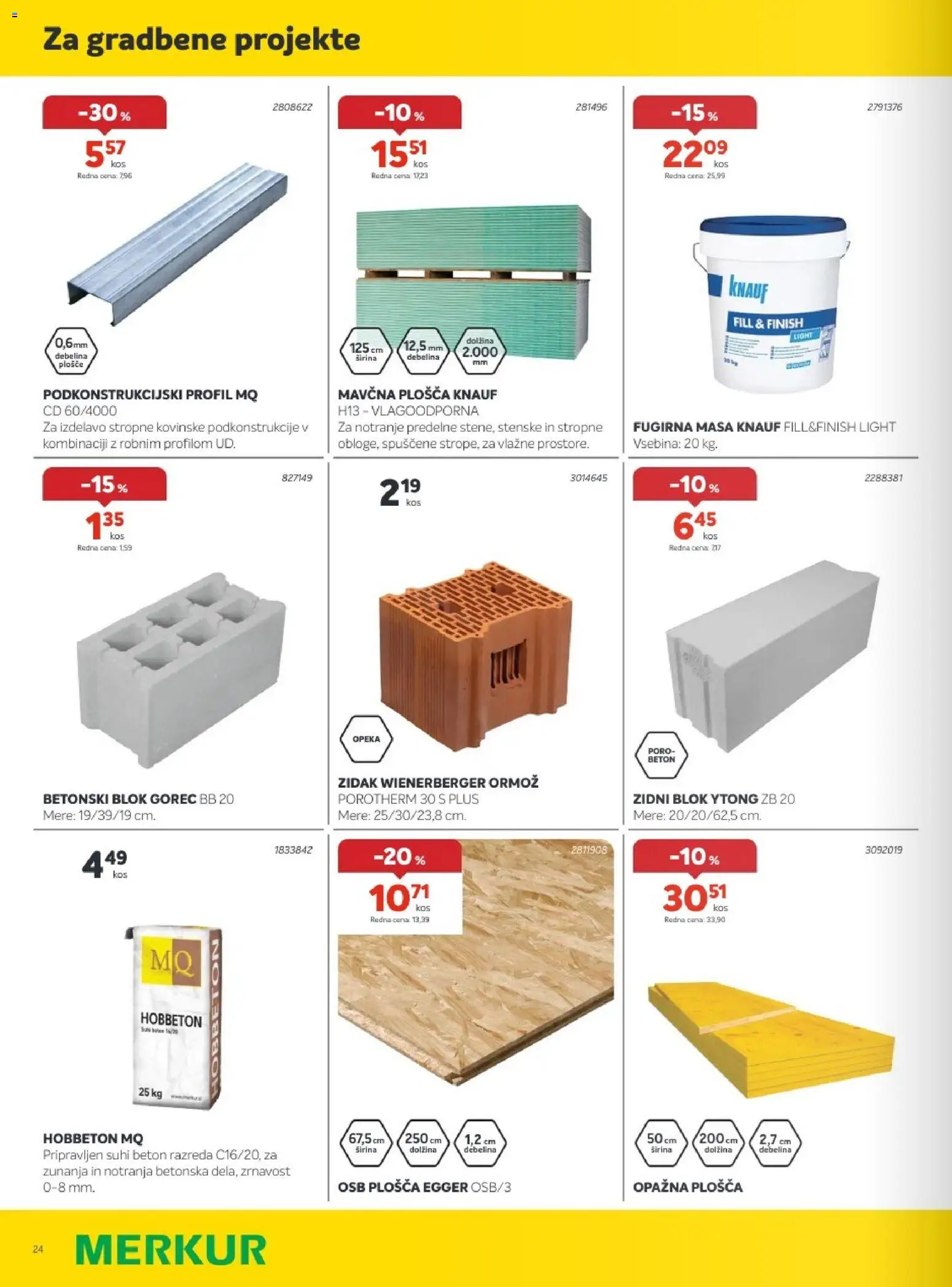Novi Merkur katalog ponudbe – veljaven od 01.07.2026 | Stran: 24 | Izdelki: Blok, Beton, Zidak